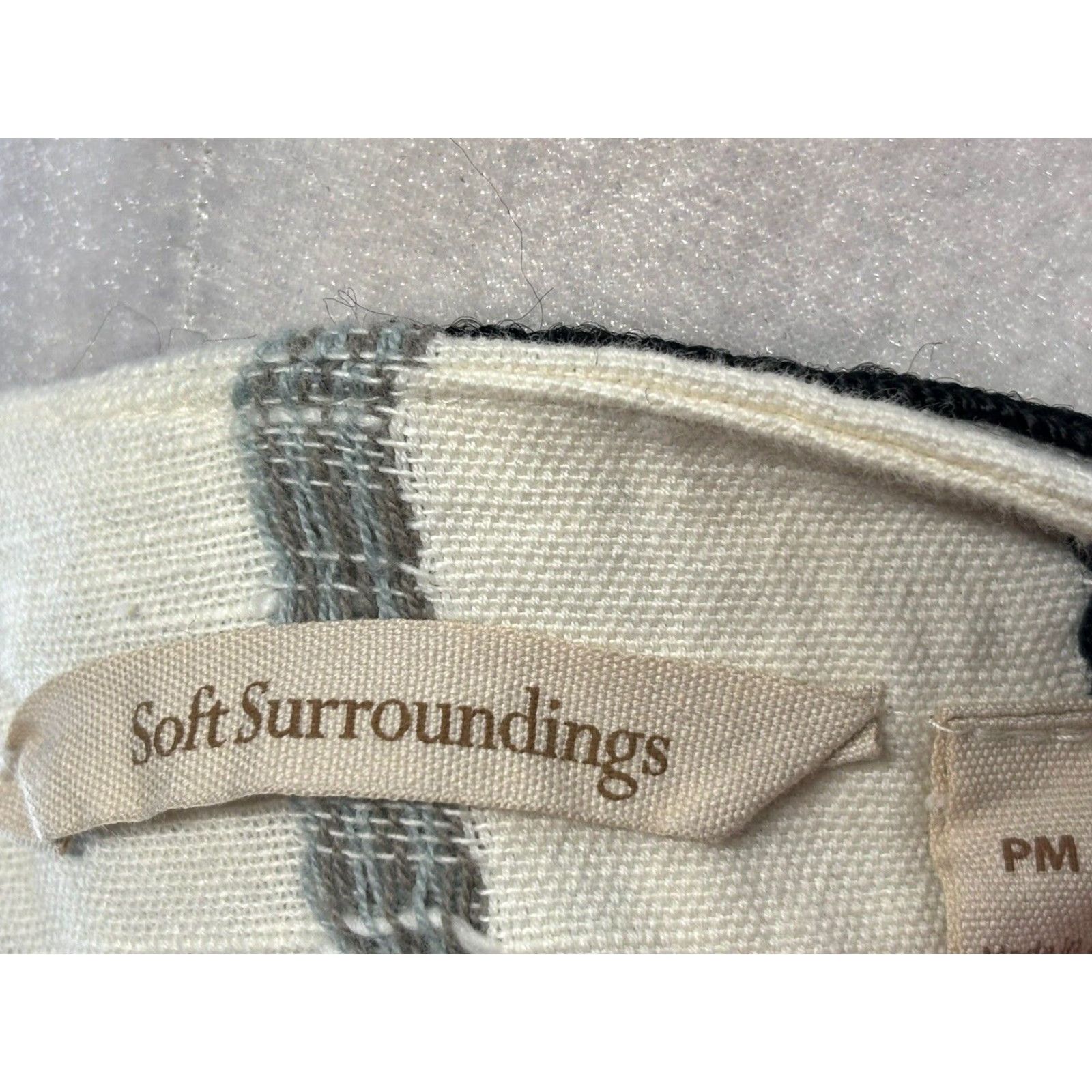 Soft Surroundings VINTAGE Soft Surroundings 2 Pc Tunic Dress Petite Medium Ivory Striped Embroidered Bohemian Womens Size M / US 6-8 / IT 42-44 - 6 Thumbnail