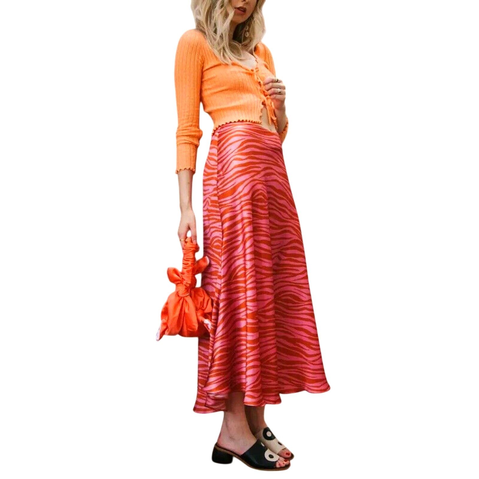 Other Monika Rust Orange Pink Patti Animal Print Maxi Skirt XS Size 26" / US 2 / IT 38 - 4 Thumbnail