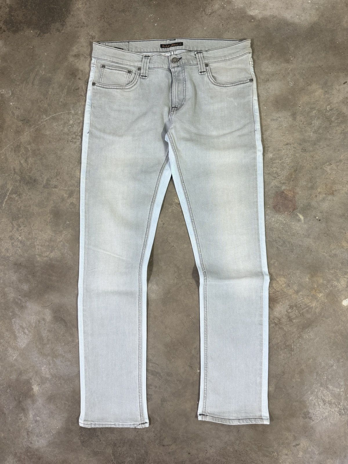 image of Nudie Jeans Two Tone Nudie Tight Long John Organic Jeans in Grey/Light Blue, Men's (Size 32)
