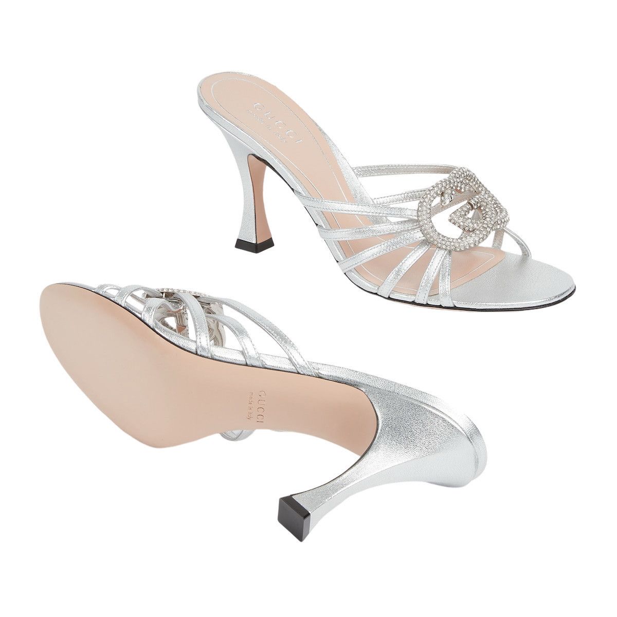 Gucci GUCCI $1220 Silver Crystal Interlocking G Sandals New & Auth Size US 7 / IT 37 - 5 Thumbnail