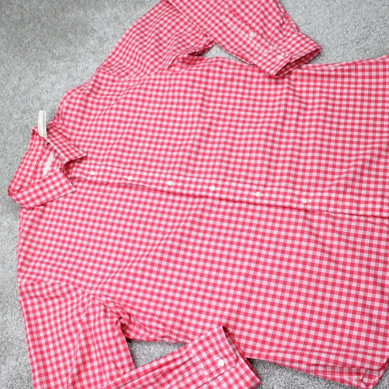 Vintage New England Shirt Company Shirt Mens 2XL Pink/White Grid Check L/S Cotton Size US XXL / EU 58 / 5 - 6 Thumbnail