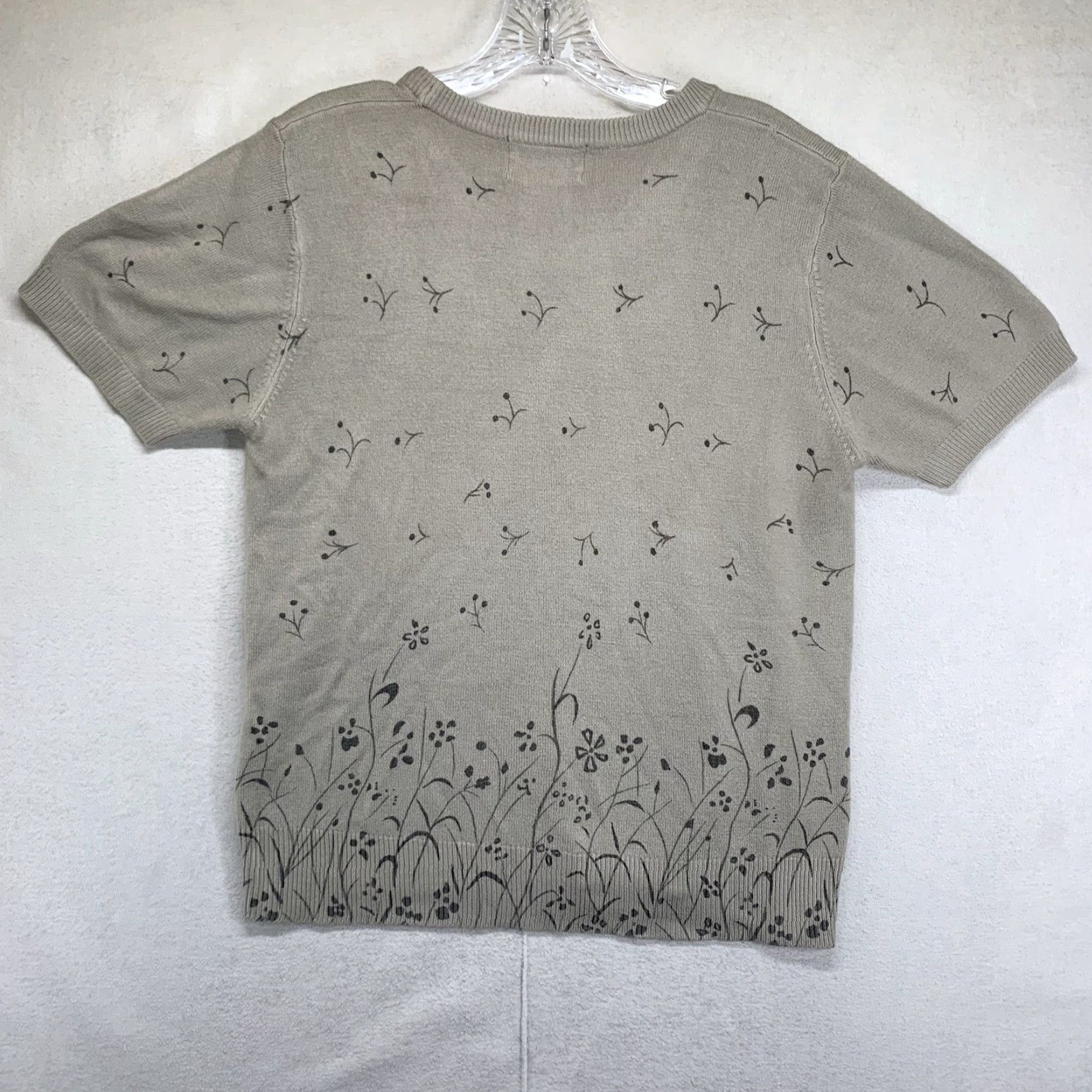 Vintage VINTAGE Sag Harbor Women's Knit Top Medium All Over Floral Print Gray Casual Blouse Bohemian Retro Peasant 90s Size M / US 6-8 / IT 42-44 - 2 Thumbnail