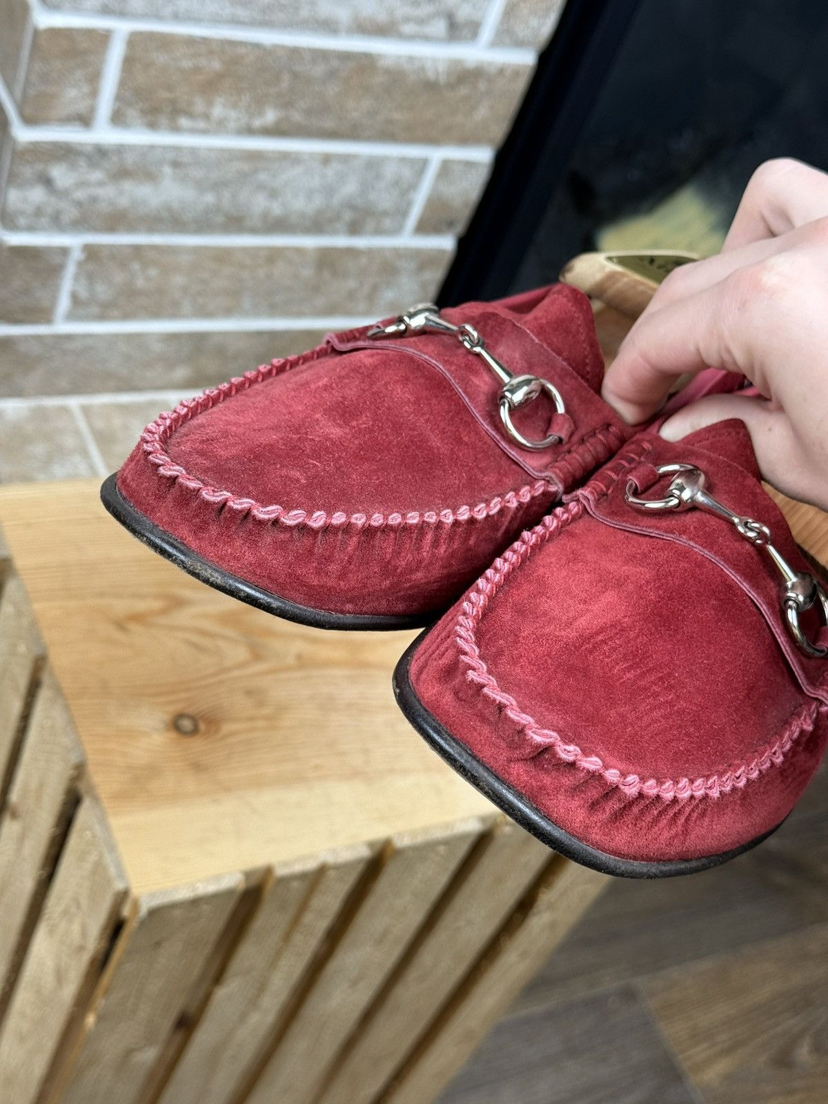 Gucci Gucci Horsebit 1953 Red Suede Loafers Shoes Size EU43 US10 Size US 10 / EU 43 - 8 Thumbnail