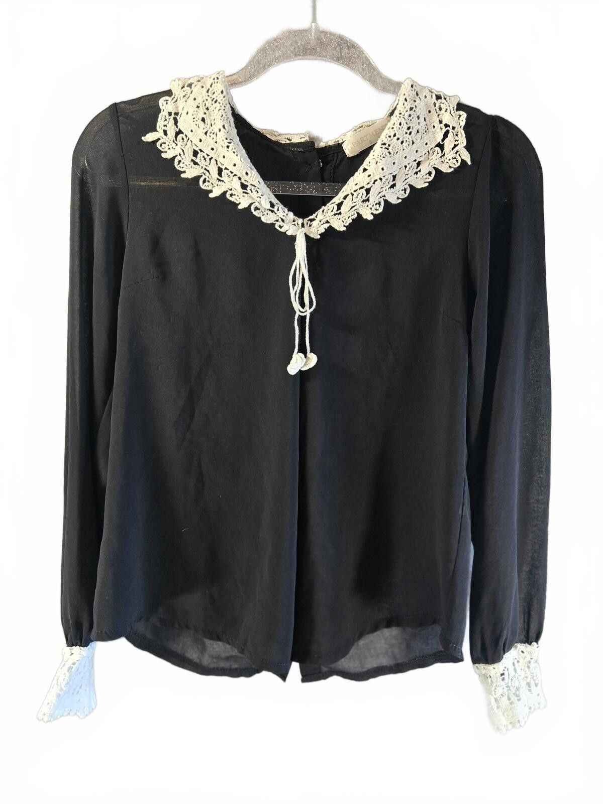 Other Black Sheer Lace Collar Blouse S Coquette Whimsigoth Gothic Size S / US 4 / IT 40 - 2 Thumbnail