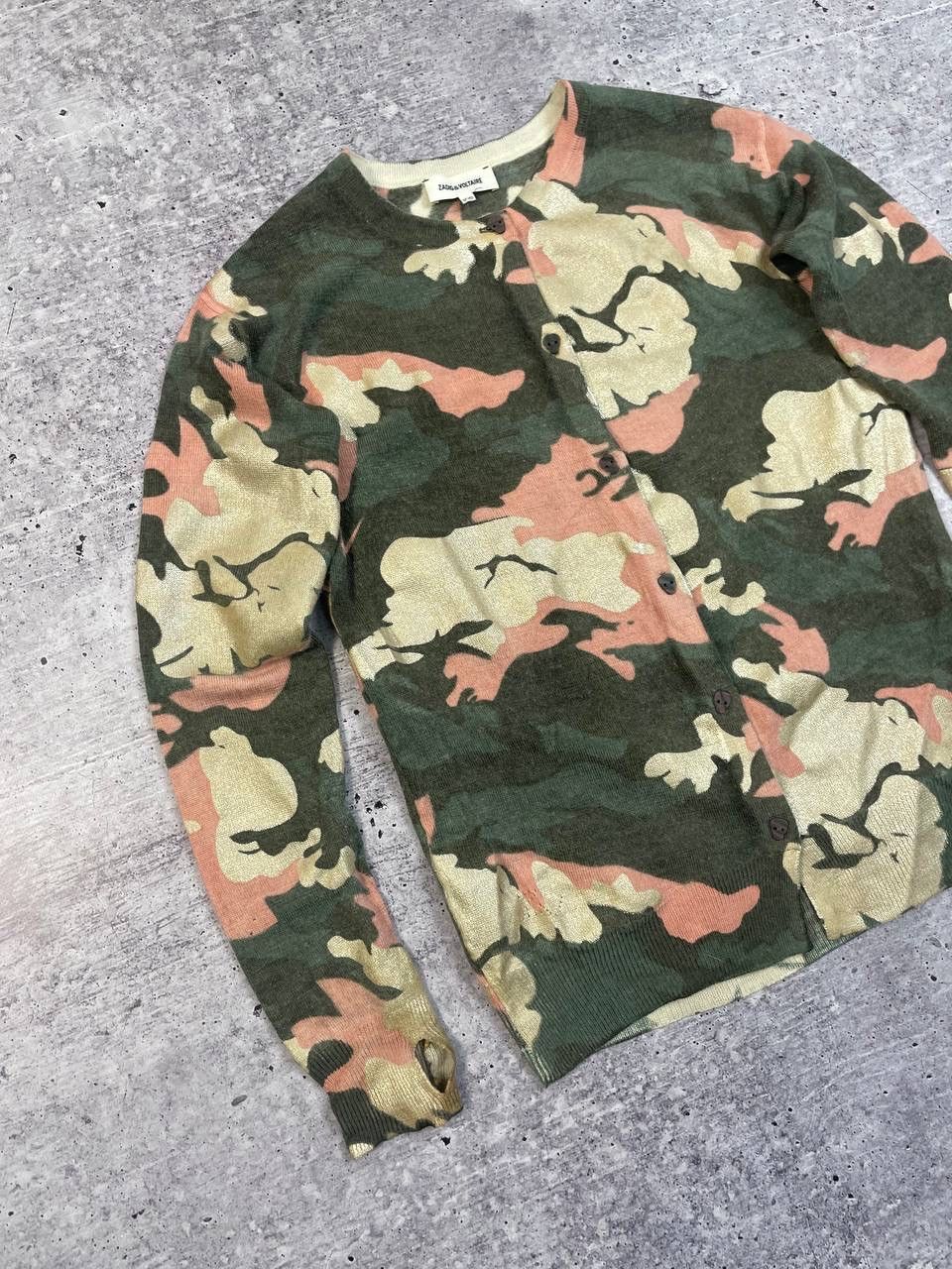 Zadig & Voltaire Zadig Voltaire Women Camo Skull Cardigan Sweater Y2K Size XS / US 0-2 / IT 36-38 - 2 Thumbnail
