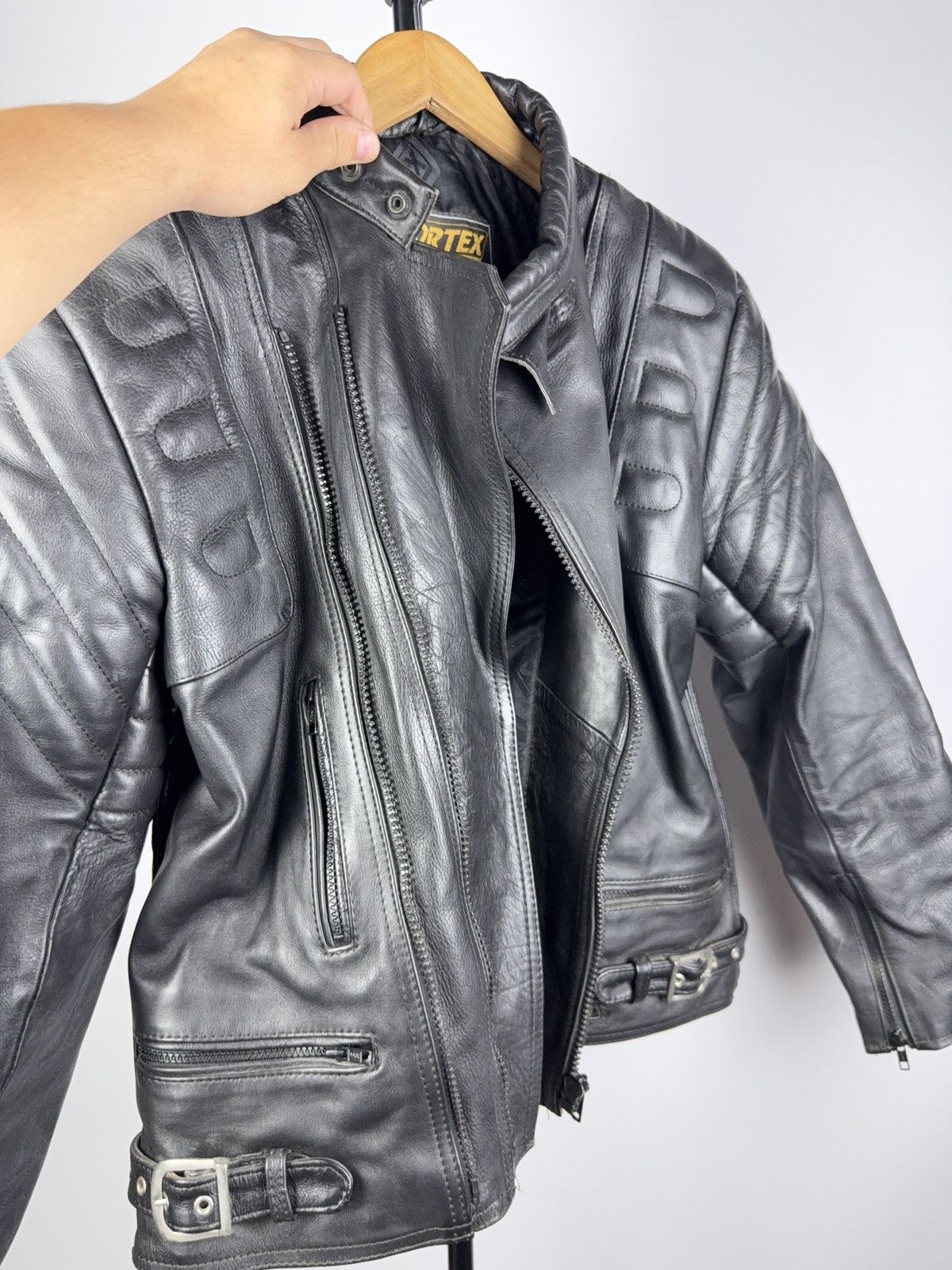 Leather Vntg 00s Heavy Leather Racing MOTO Bomber Jacket Punk Size US S / EU 44-46 / 1 - 17 Thumbnail