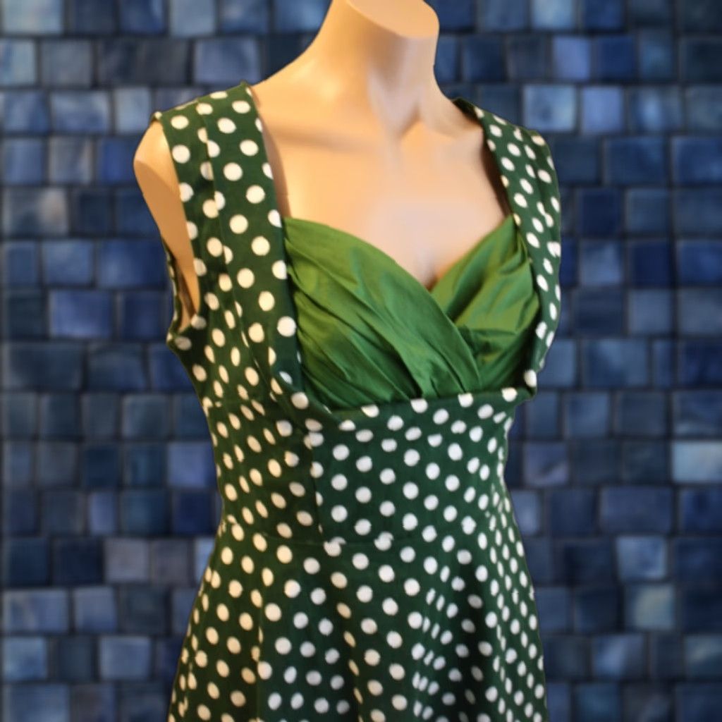 Miusol Womens Green White Polka Dot Fit & Flare Sleeveless Pin Up Dress M -  www.skelectricalsolution.com