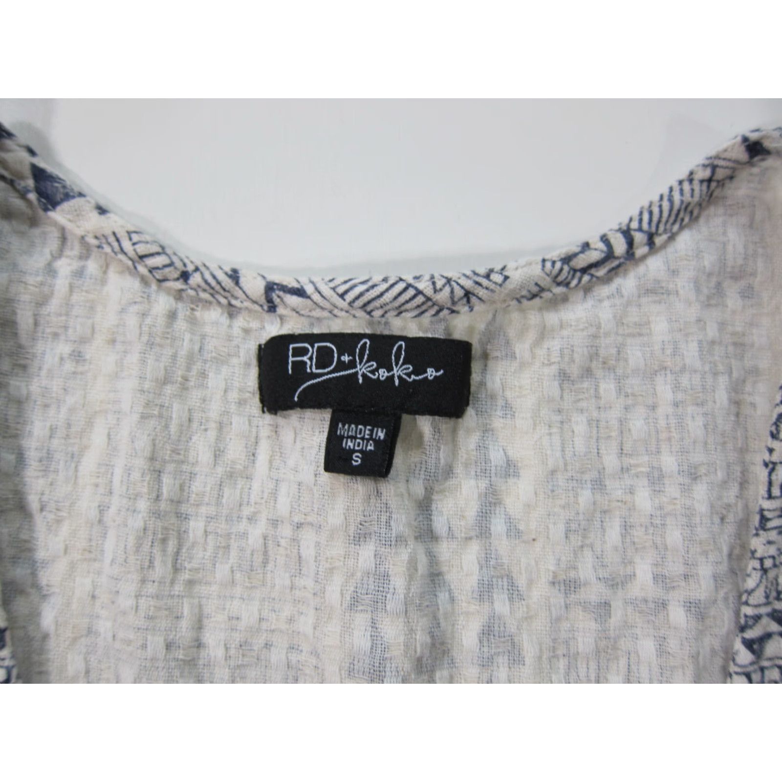 Vintage RD + KOKO Blouse Top Women Tank 100% Cotton Blue Ivory Floral Sleeveless Round Neck XS S Size S / US 4 / IT 40 - 3 Thumbnail