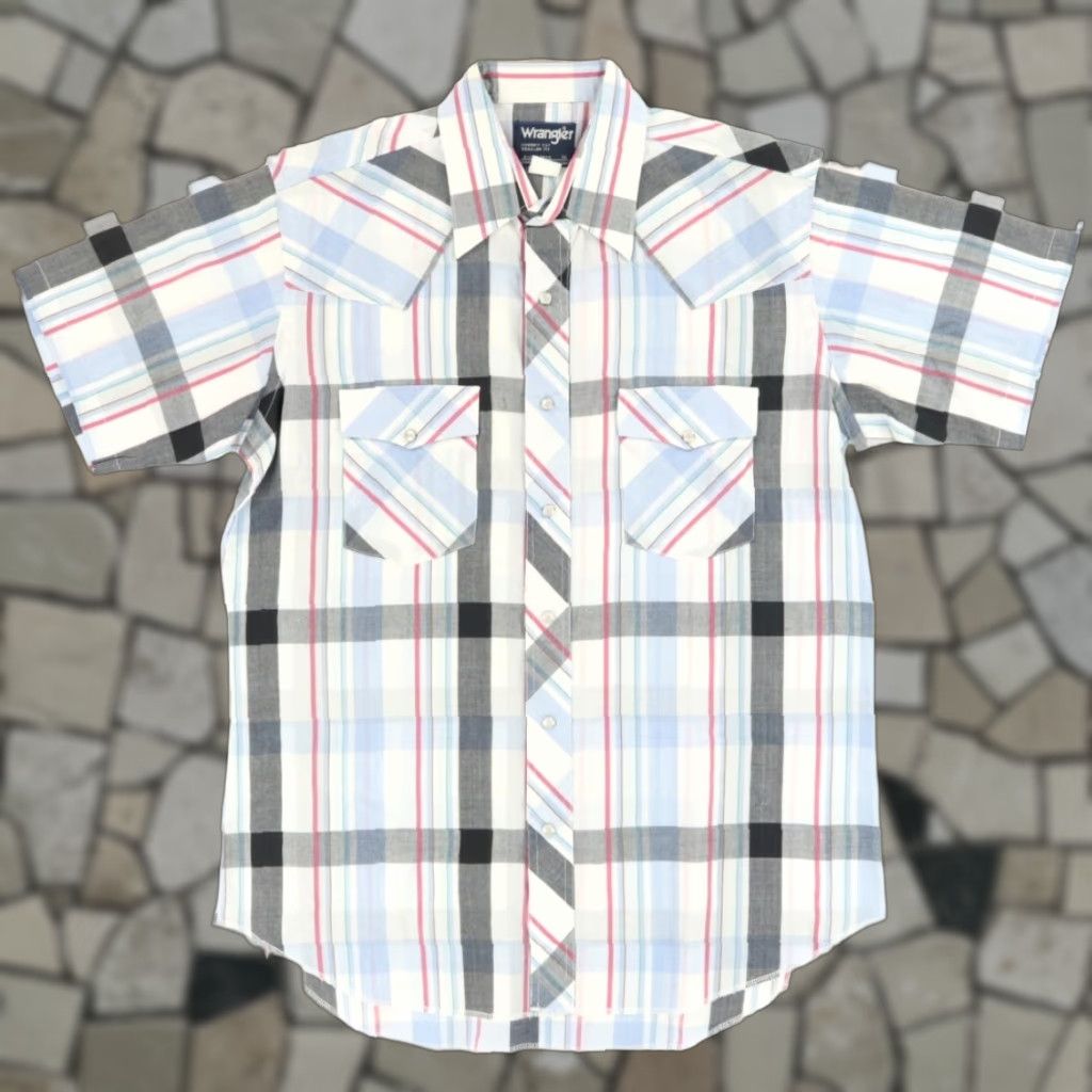 Wrangler Wrangler Cowboy Cut Pearl Snap Shirt Mens 16 Plaid Cotton Short Sleeve Mens Size 16 Multi-Colored Size US L / EU 52-54 / 3 - 1 Thumbnail