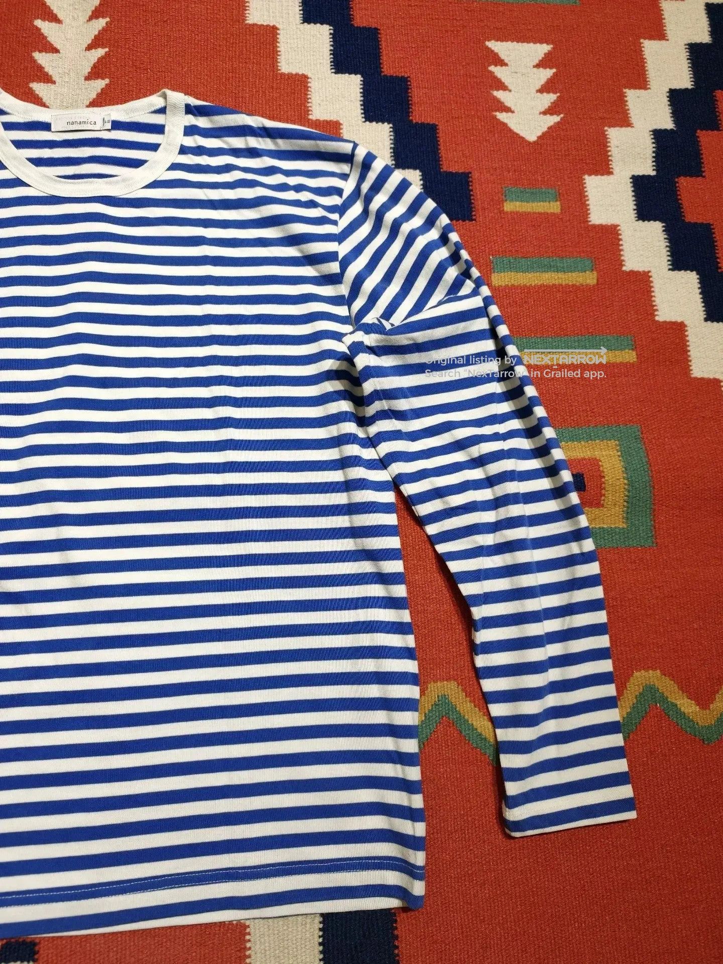 Nanamica Coolmax Striped Long Sleeve Tee in Blue, Men's — image 2 of 6