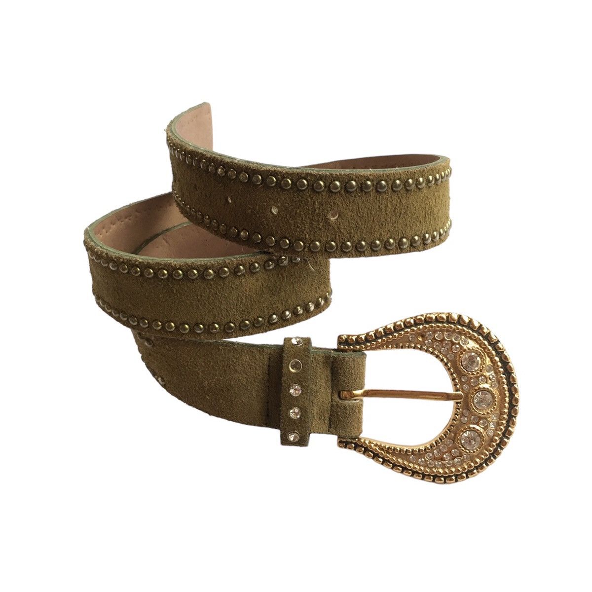 If Six Was Nine × Japanese Brand × Le Grande Bleu (L.G.B.) Green suede studded belt Size ONE SIZE - 3 Thumbnail