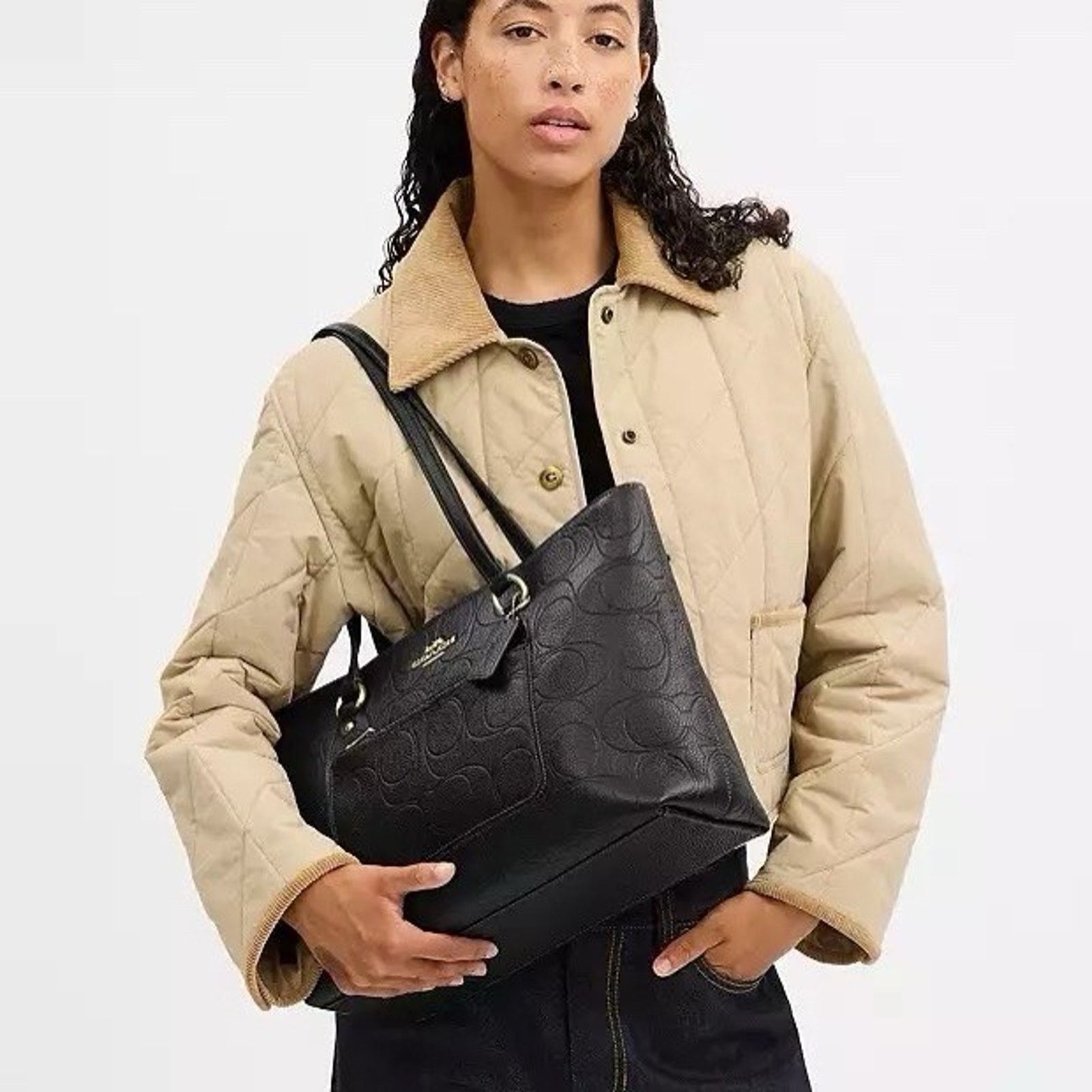 Coach NWT COACH CCD49 Station Tote Bag Signature Leather Black Size ONE SIZE - 7 Thumbnail