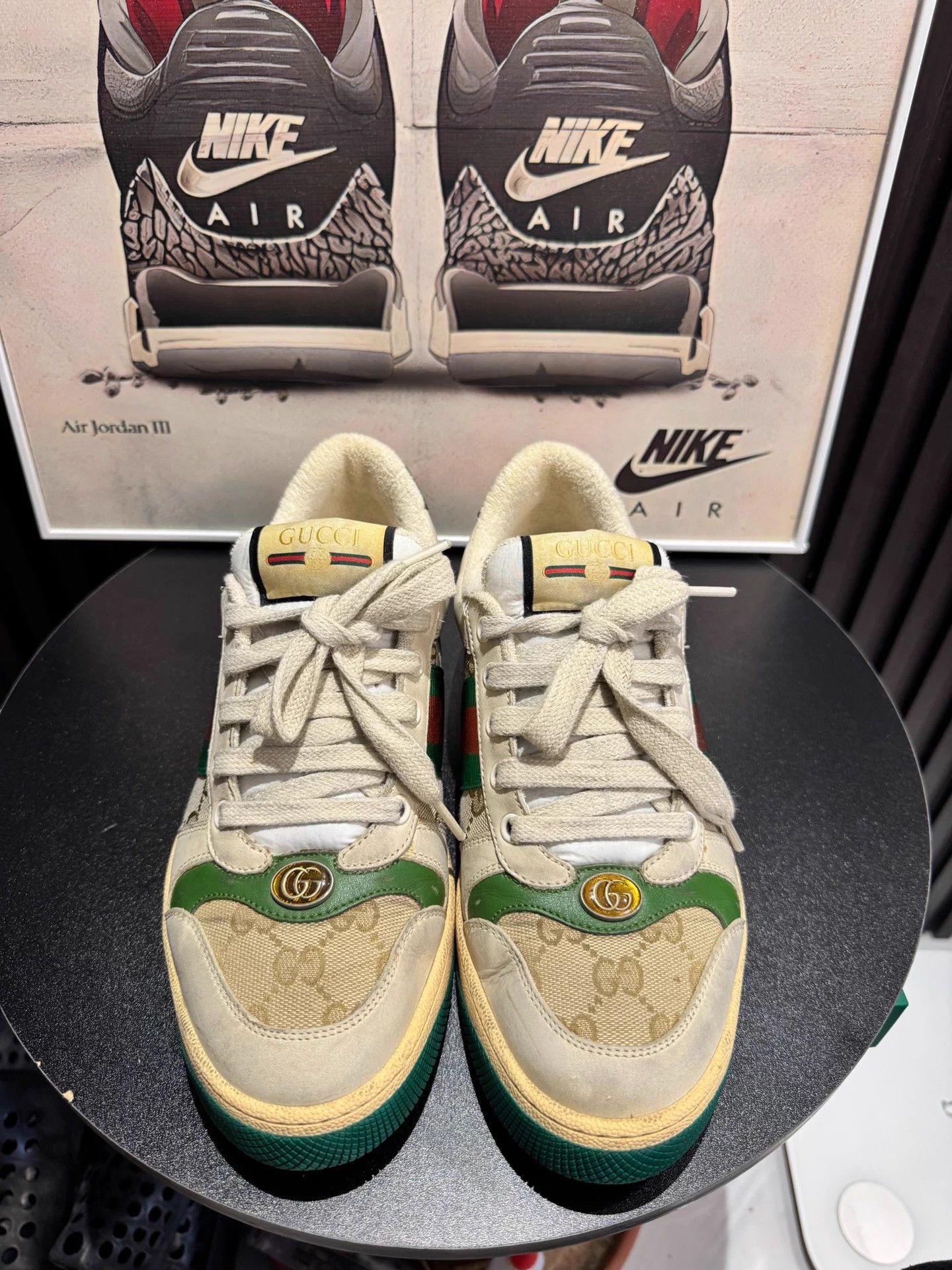 Gucci GUCCI Screener distressed women's green sneaker Size US 7.5 / IT 37.5 - 2 Thumbnail