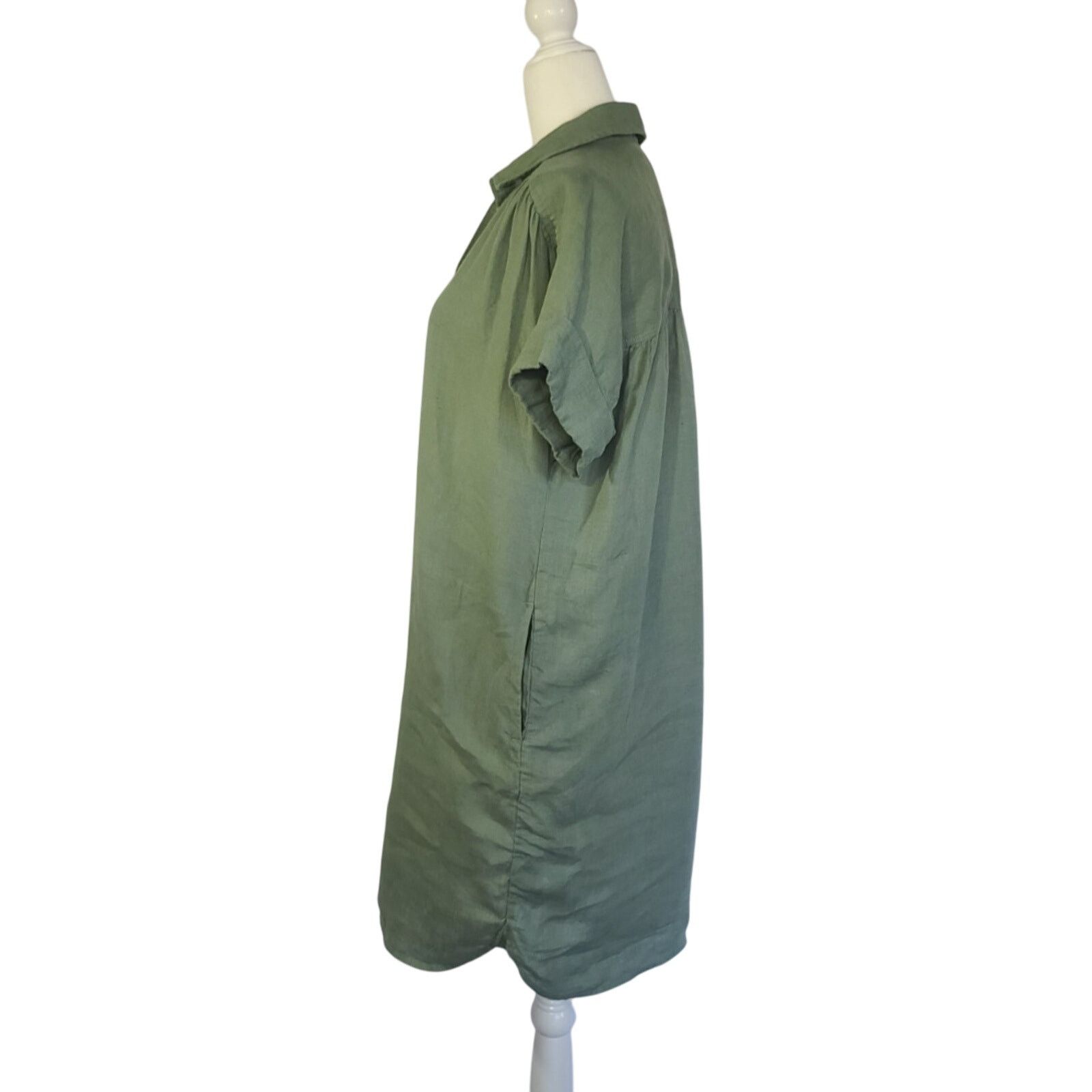 plus size green t shirt dress Boden Women's Callie Linen Short Dress in Green main image 1