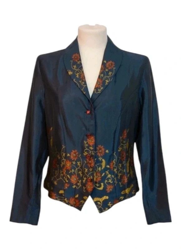 ANNE FONTAINE Anne Fontaine Paris Embroidered Satin Blazer Made in France Size M / US 6-8 / IT 42-44 - 1 Thumbnail