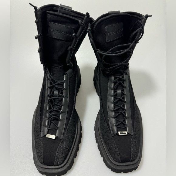 Salvatore Ferragamo Ferragamo Atlante Neoprene Lace Up Boots Black Men’s Size 8. Size US 8.5 / EU 41-42 - 2 Thumbnail