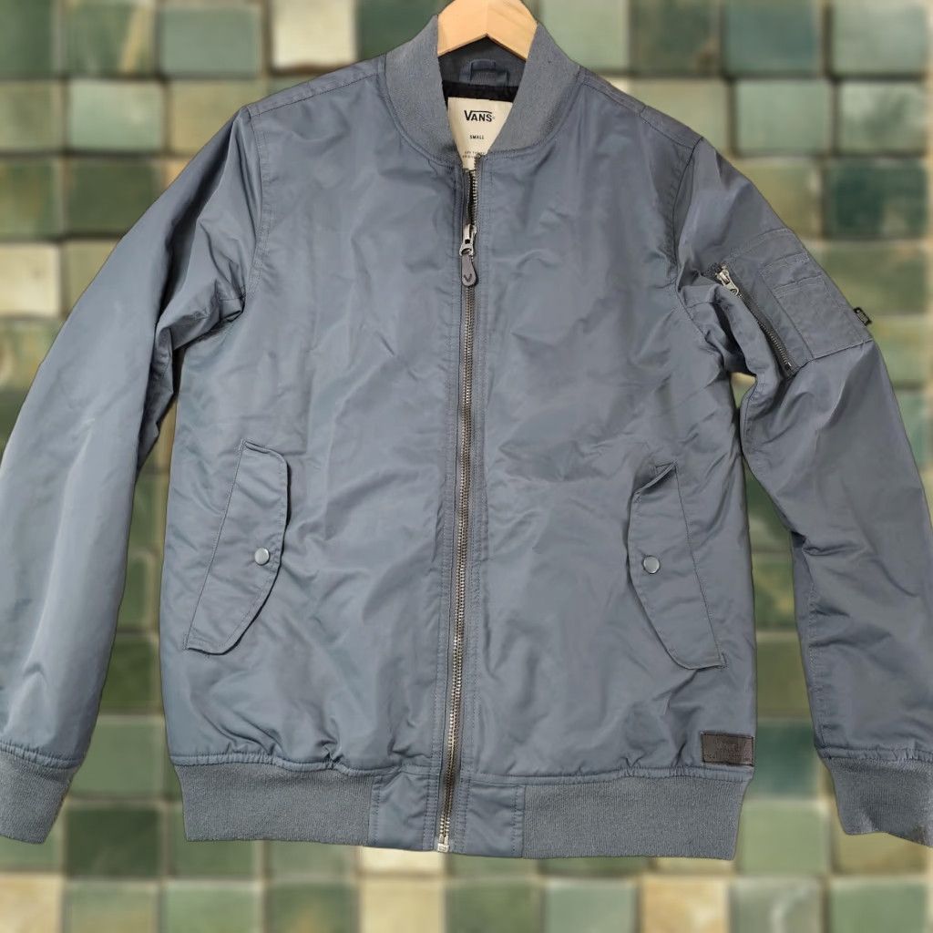 Vans VANS Jacket Bomber MA-1 Slim Slate Blue/Gray Zip Pocket Quilted Lined Men's Small Size US S / EU 44-46 / 1 - 1 Thumbnail