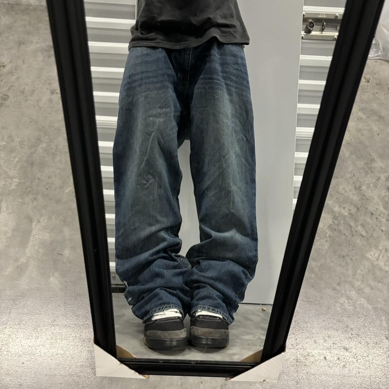 Japanese Brand × Vintage Crazy Vintage Y2K/2000s Baggy Grunge Faded Dark Wash Skater Denim Jeans! Size US 38 / EU 54 - 1 Thumbnail