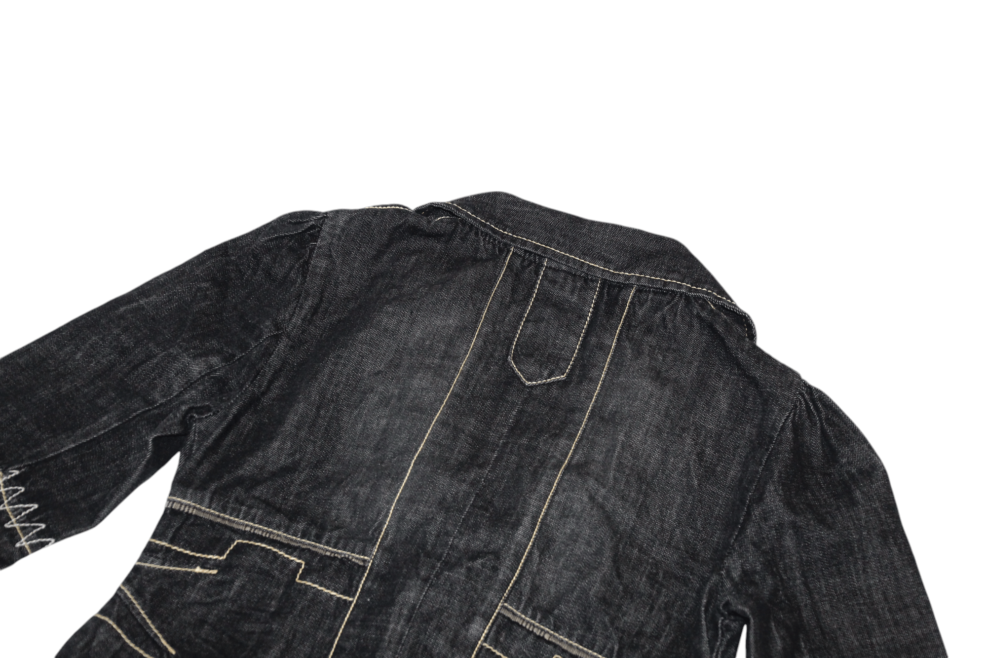 Marithe + Francois Girbaud VTG R-867 Raw Denim Asymmetrical Rips Stitch Design Jacket Size M / US 6-8 / IT 42-44 - 8 Thumbnail