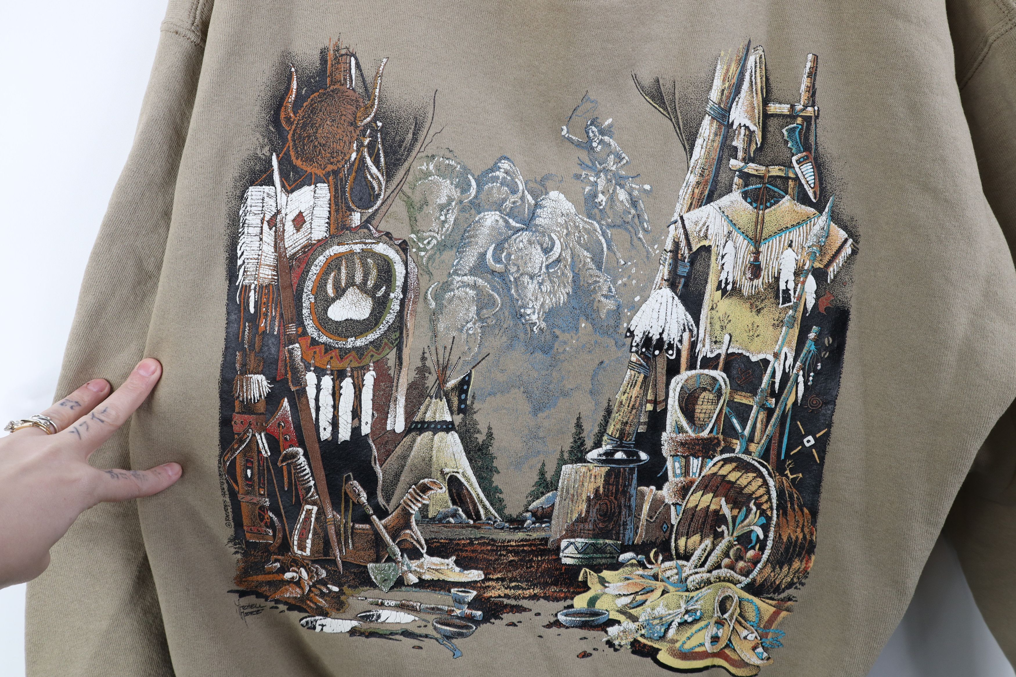 Vintage Vintage 90s Streetwear American Buffalo Bison Sweatshirt Size XXL / US 16-18 / IT 52-54 - 4 Thumbnail