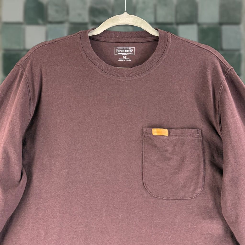 Pendleton Pendleton Deschutes T-Shirt Mens Small Maroon Long Sleeve Crew Neck Pocket Size US S / EU 44-46 / 1 - 1 Thumbnail