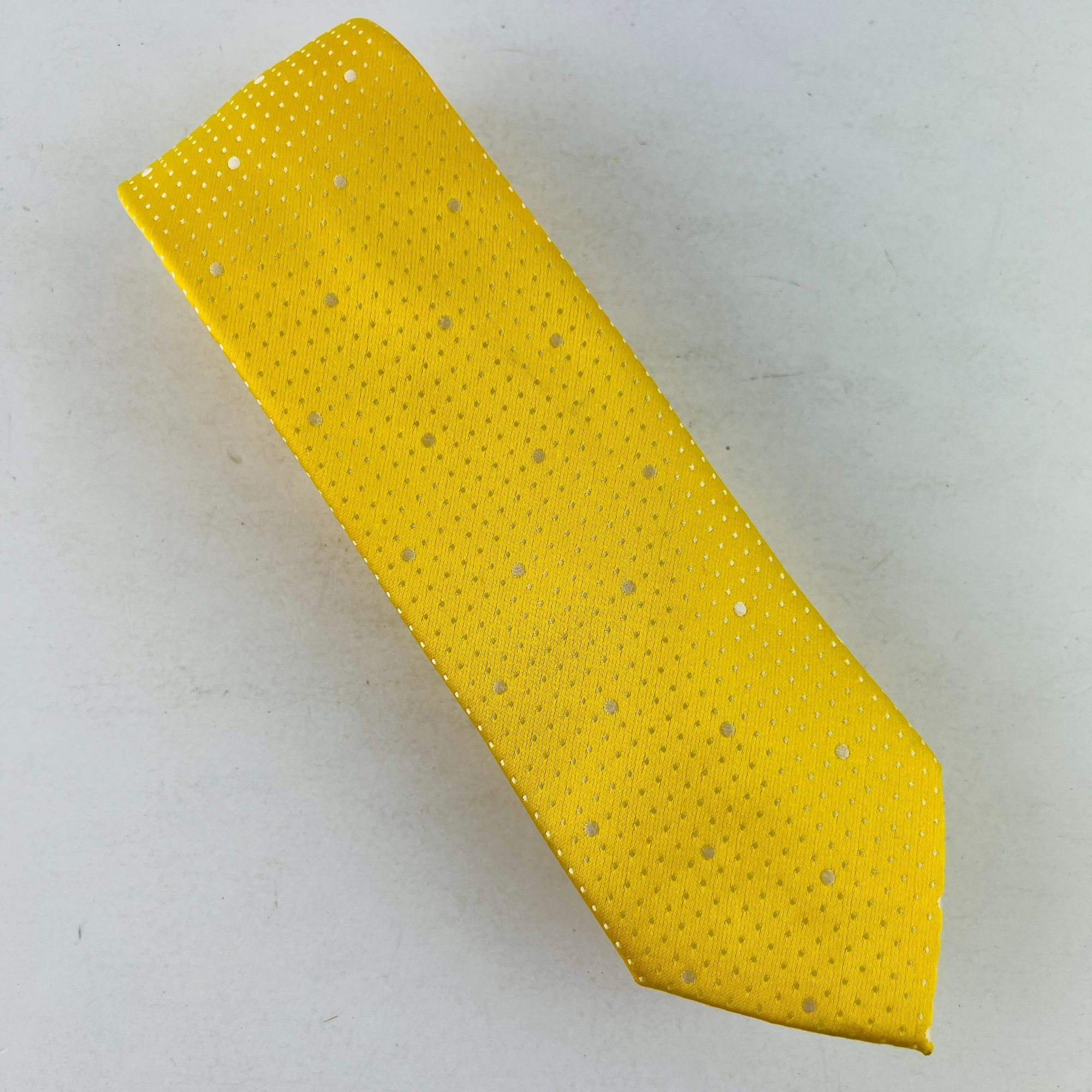 J Ferrar J Ferrar Yellow Dot Skinny Necktie Tie Size ONE SIZE - 1 Thumbnail