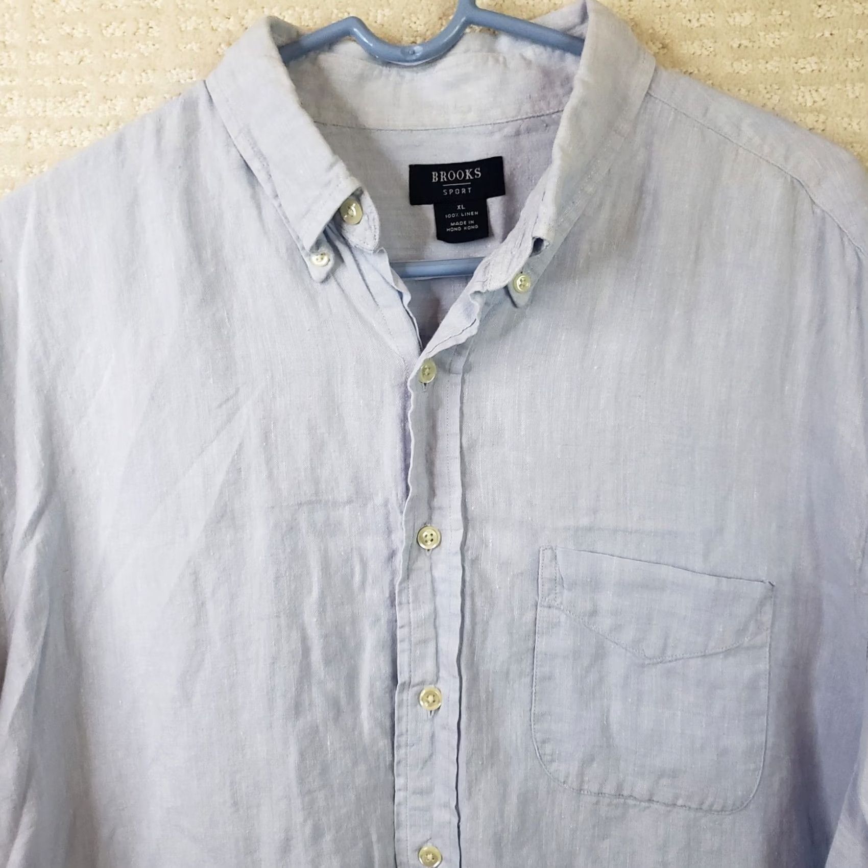 Brooks Brothers Brooks Brothers Sport 100% Linen Shirt Men's XL Blue Short Sleeve Button-Up Collared Casual Wear Size US XL / EU 56 / 4 - 3 Thumbnail