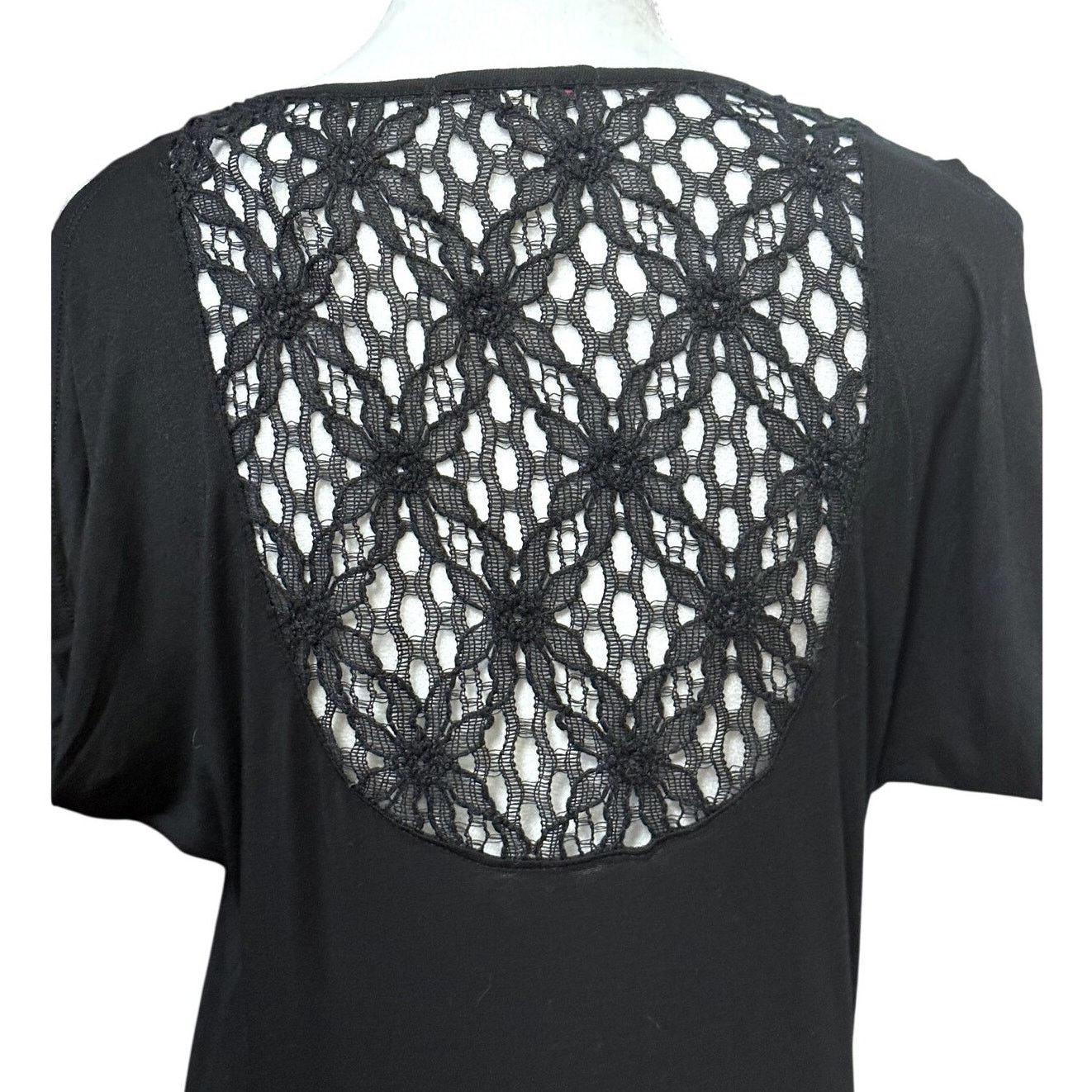 Other Red Haute Lace Panel Blouse Short Sleeve Slit Black S NWOT Size S / US 4 / IT 40 - 6 Thumbnail