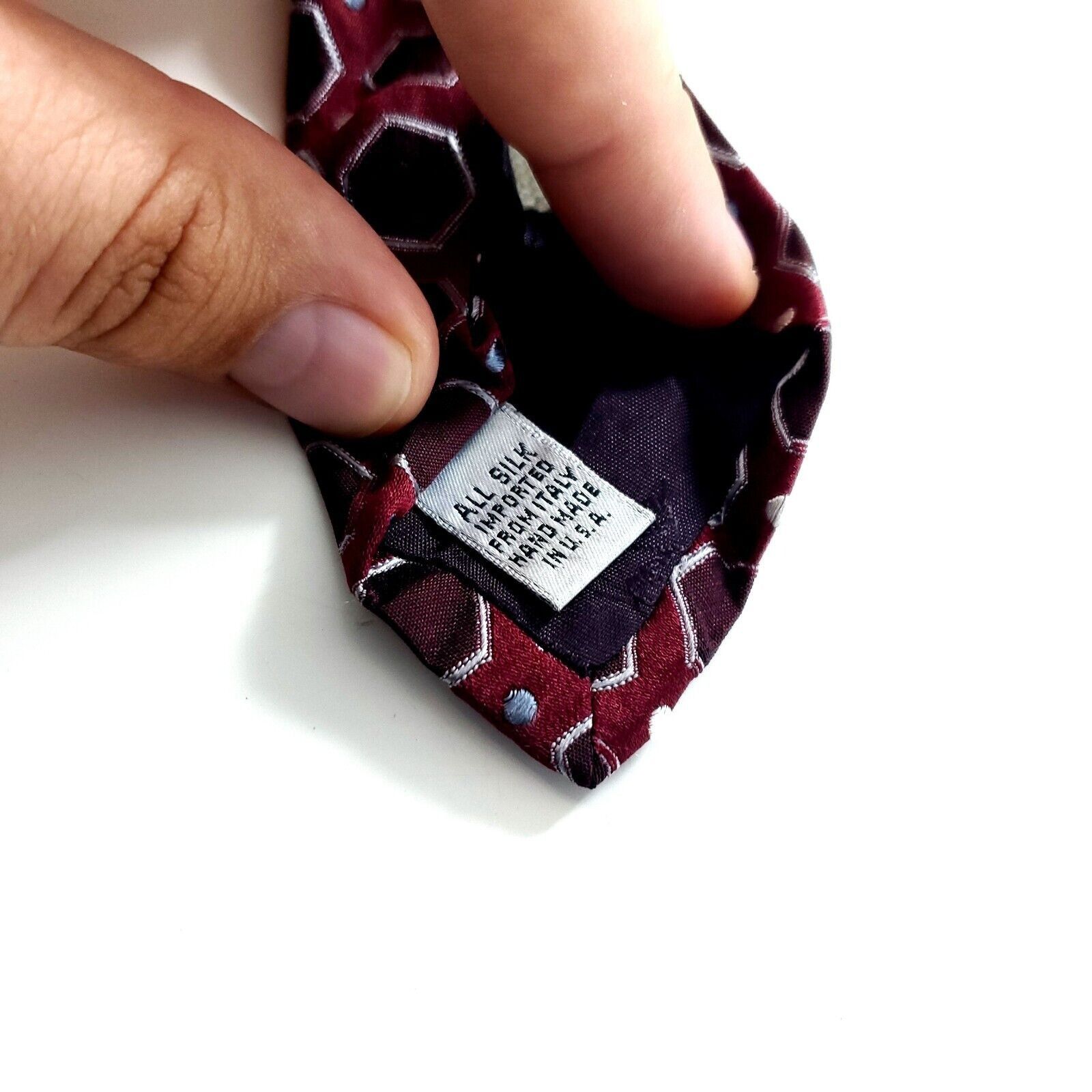 XMI Platinum XMI Red Purple Woven Geometric Silk Tie Size ONE SIZE - 5 Thumbnail
