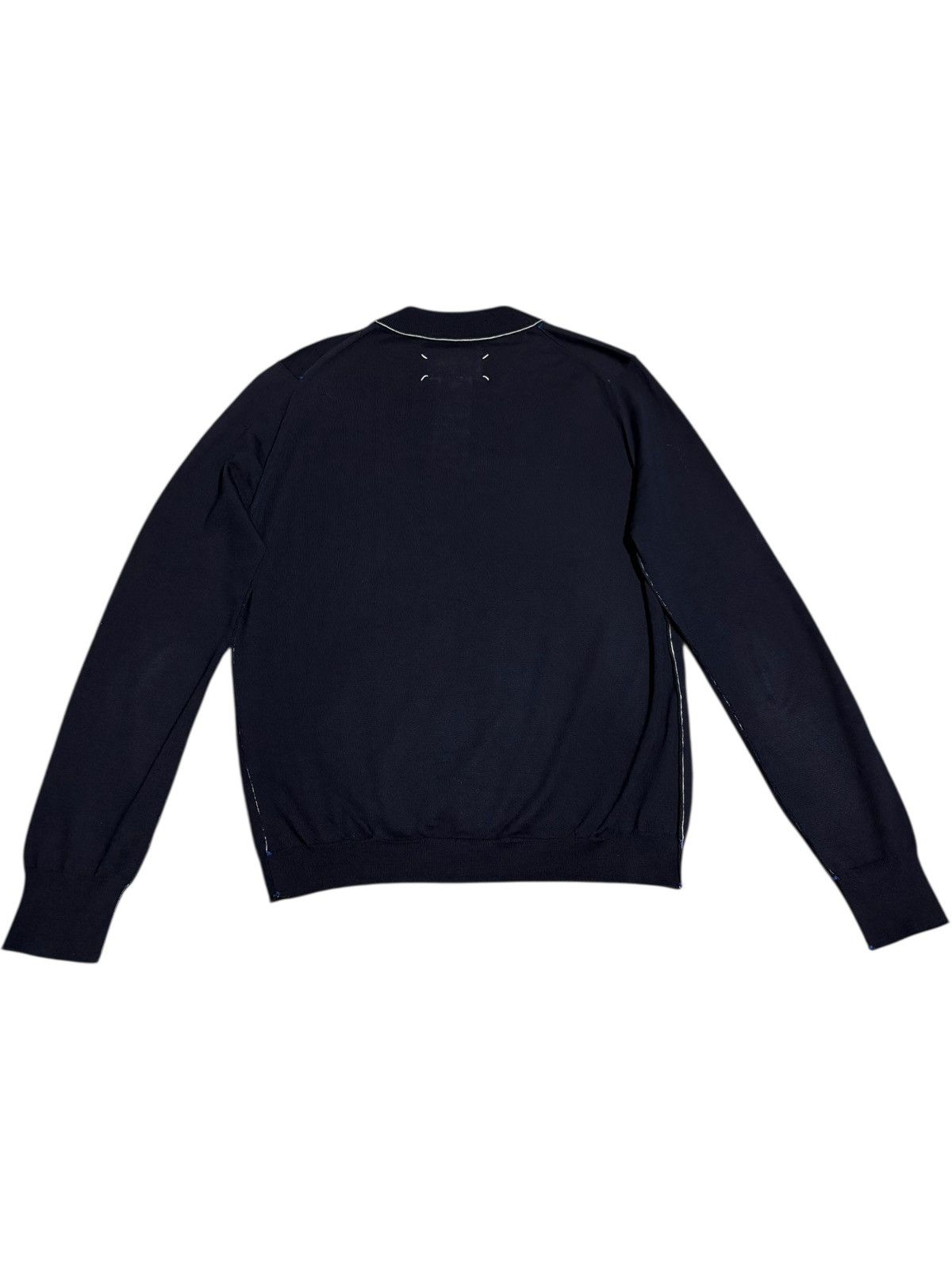 AW21 Maison Margiela Wool Inside Out Sweater raw hem logo