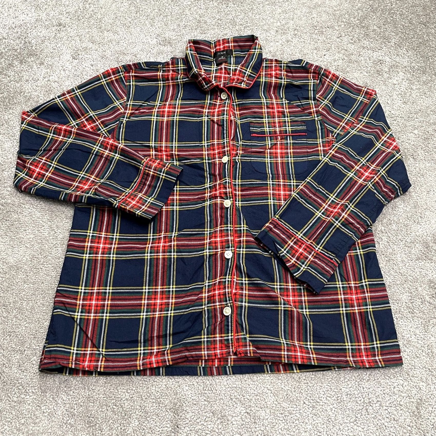 J.Crew J.CREW Pajama Top Shirt Women Medium Multicolor Plaid Cotton Polin Button Up Size M / US 6-8 / IT 42-44 - 2 Thumbnail