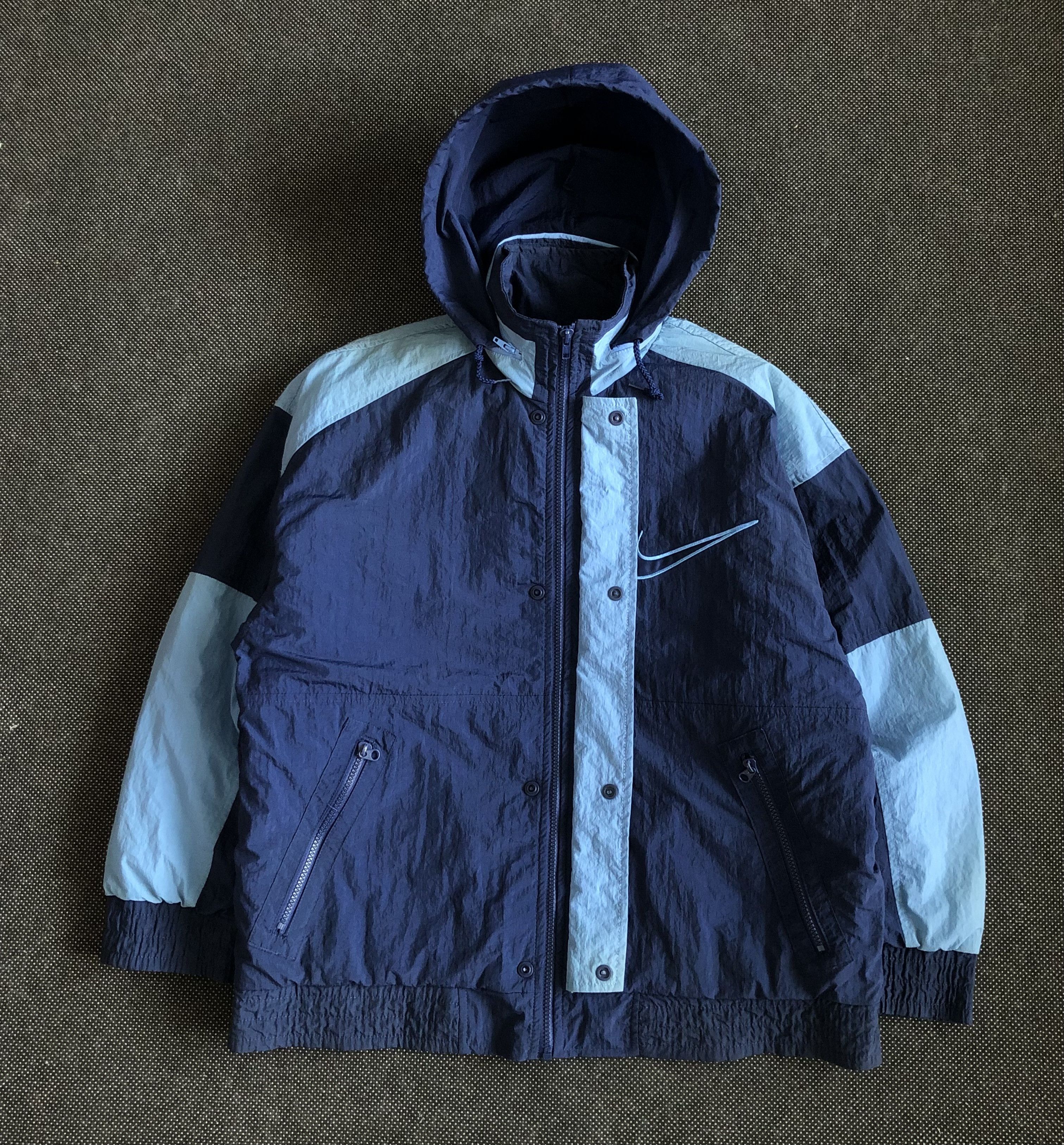 Nike × Vintage RARE🔥90’S NIKE BASKETBALL OVERSIZED HOODED JACKET Size US L / EU 52-54 / 3 - 9 Thumbnail