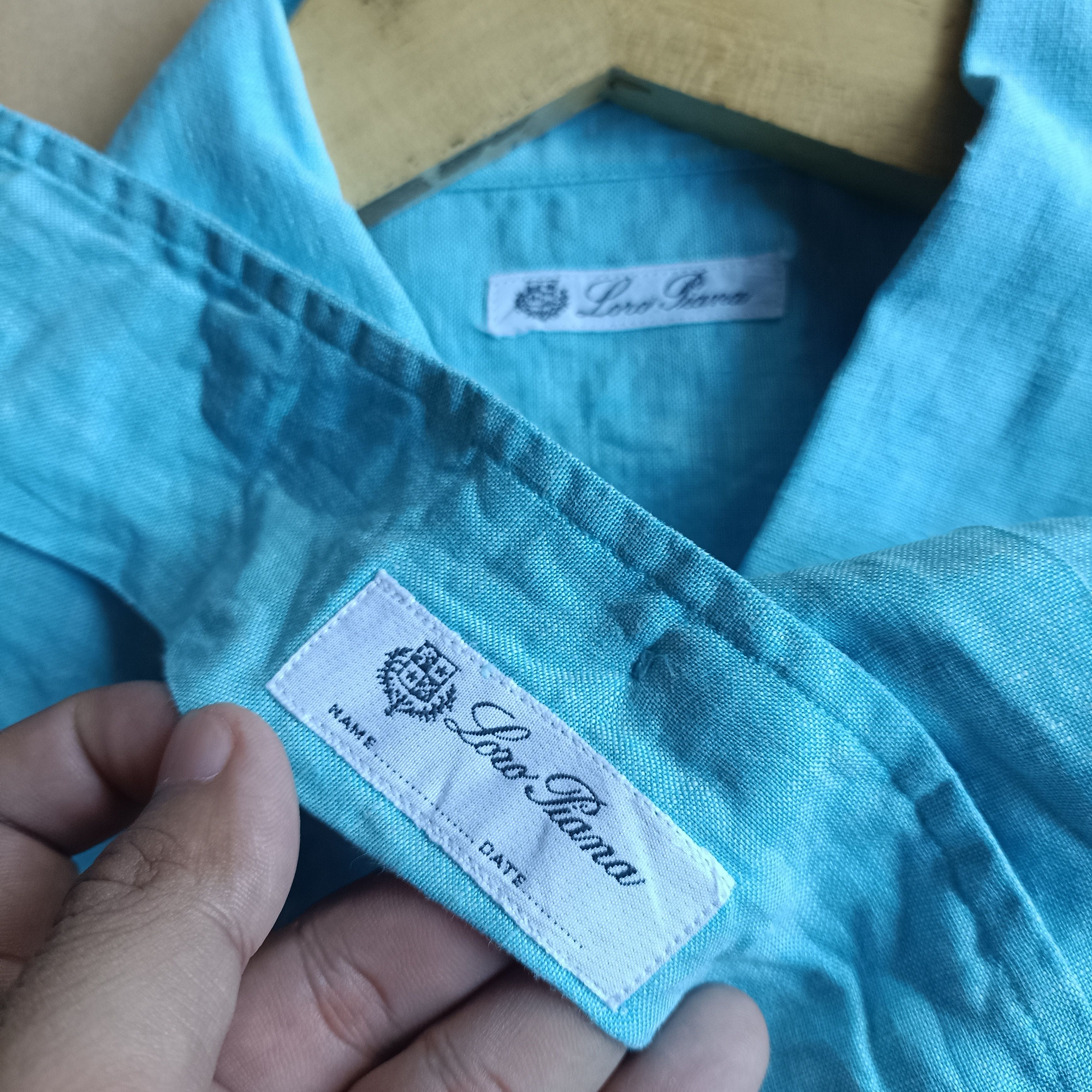 Loro Piana Loro Piana Lino Flax Ocean Blue Shirt Size US L / EU 52-54 / 3 - 7 Thumbnail