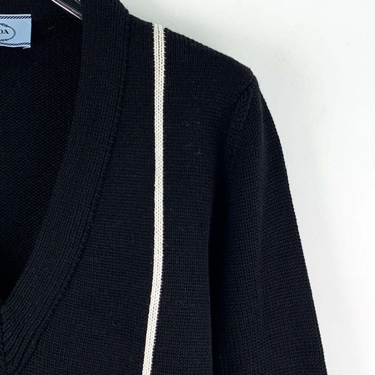 Prada Prada Black Wool V-Neck Long Sleeve Knit Sweater K26WX Size M / US 6-8 / IT 42-44 - 3 Thumbnail