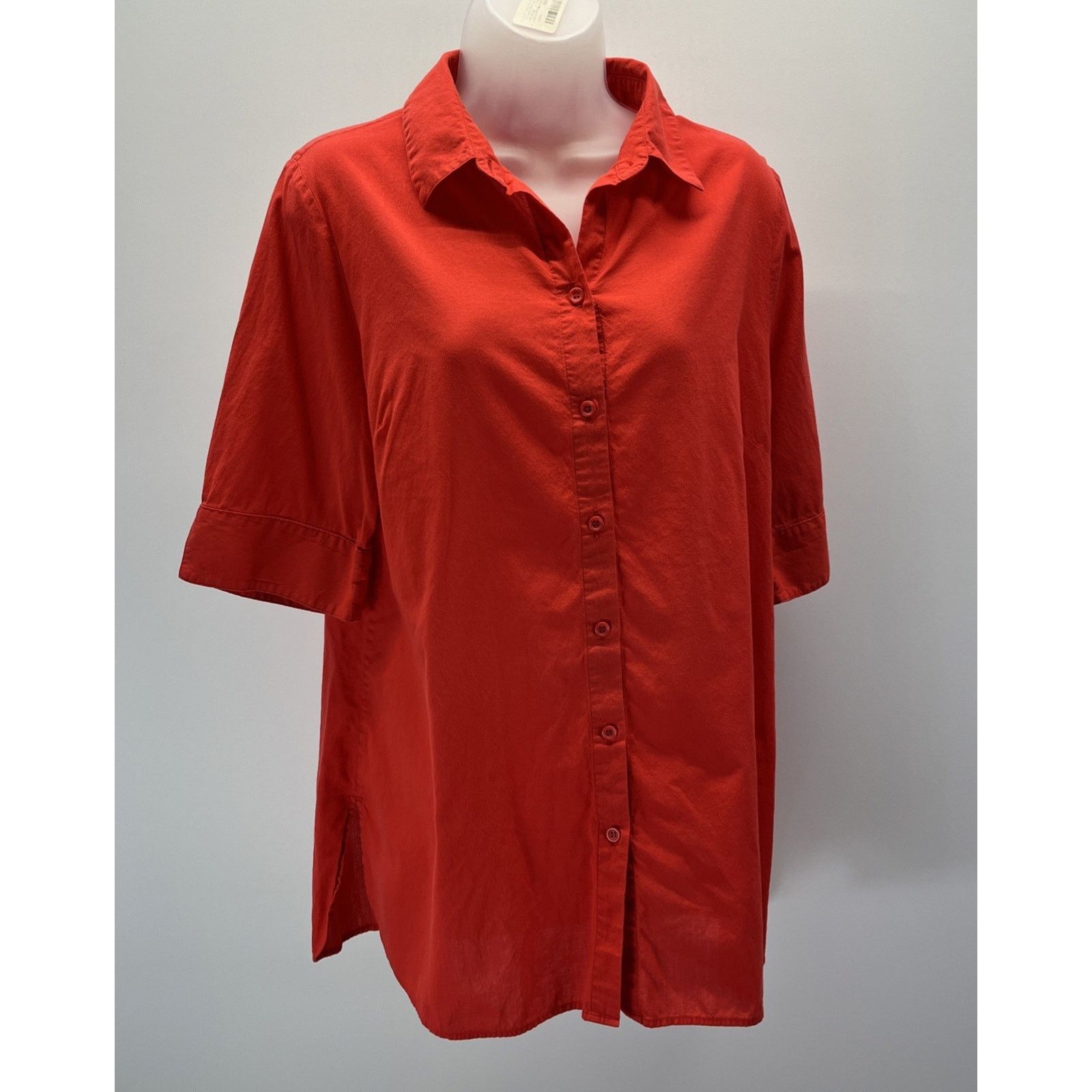 Chicos Chicos 1 Stretch Button Front Tunic Shirt Womens Orange Size ONE SIZE - 1 Thumbnail
