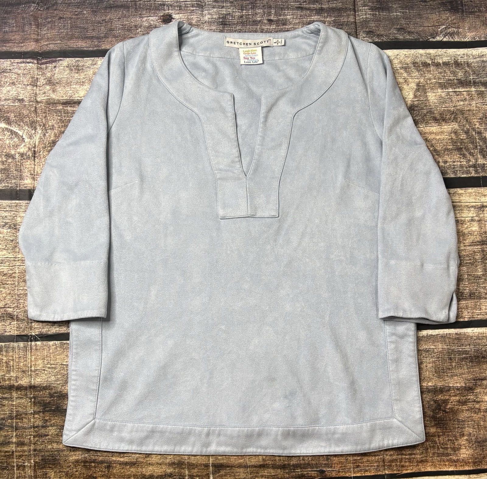 Gretchen Scott Gretchen Scott Top Women's Large Faux Suede V-Neck Split Size L / US 10 / IT 46 - 1 Thumbnail