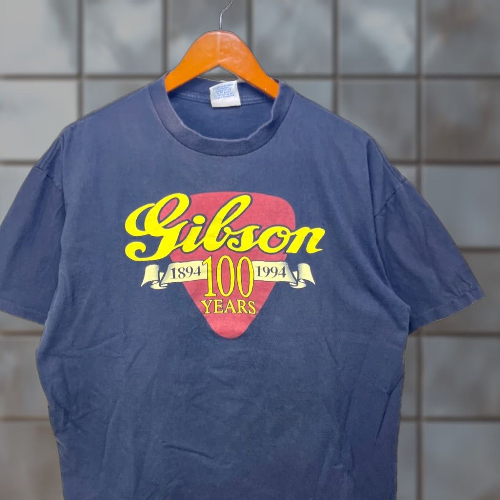 VINTAGE Gibson Guitar 100 Year Anniversary T Shirt XL Men Blue Short Sleeve 1994 Les Paul