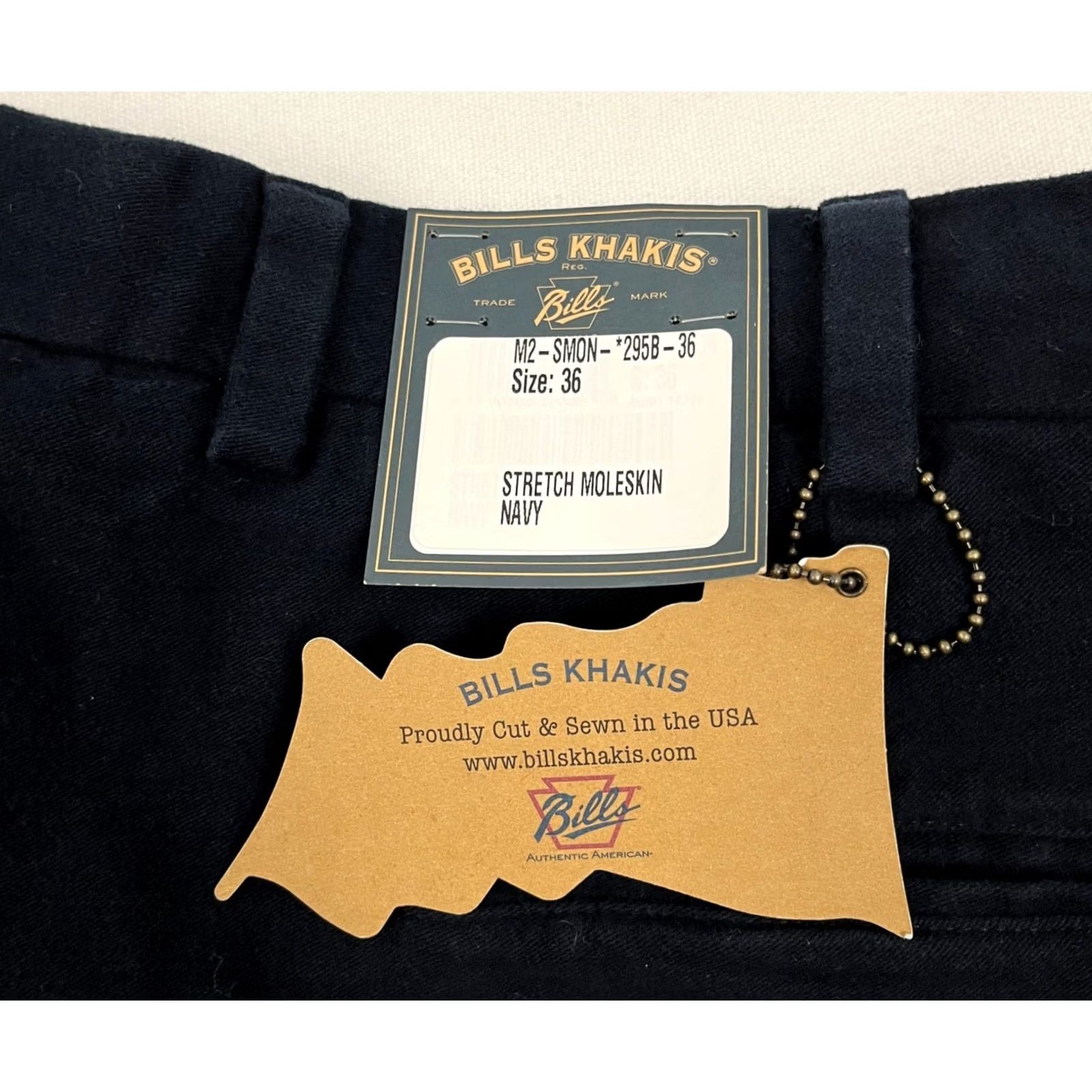 Bills Khakis VINTAGE Bills Khakis Moleskin Pants Mens 36 x 28 Classic Navy Blue Stretch Trousers NEW Size US 36 / EU 52 - 2 Thumbnail