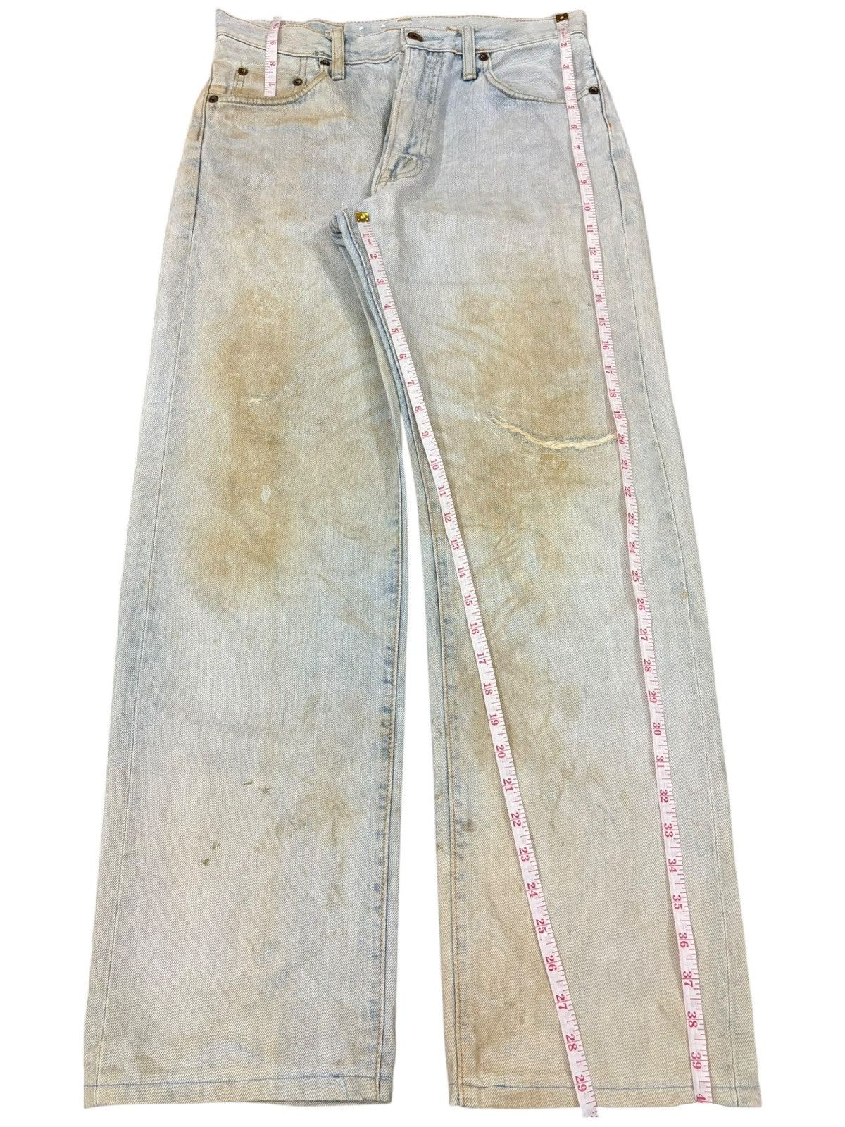Japanese Brand Vintage Japanese Brand Dirtied Mud Wash Loose Selvedge Jeans Size US 31 - 12 Thumbnail