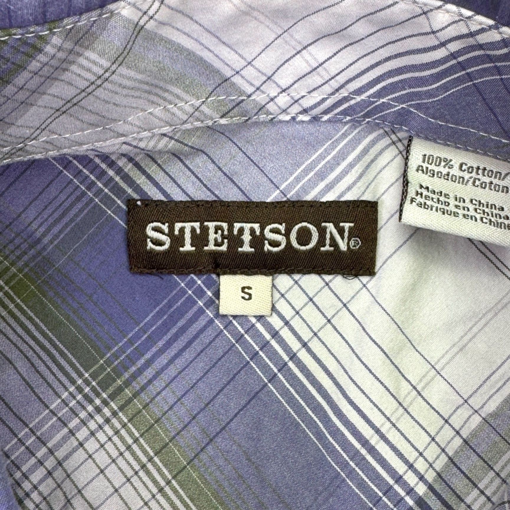 Stetson Stetson Shirt Mens Plaid Button-Down Long Sleeve Cotton Purple Green Button-Up Classic Regular Size S Size US S / EU 44-46 / 1 - 4 Thumbnail