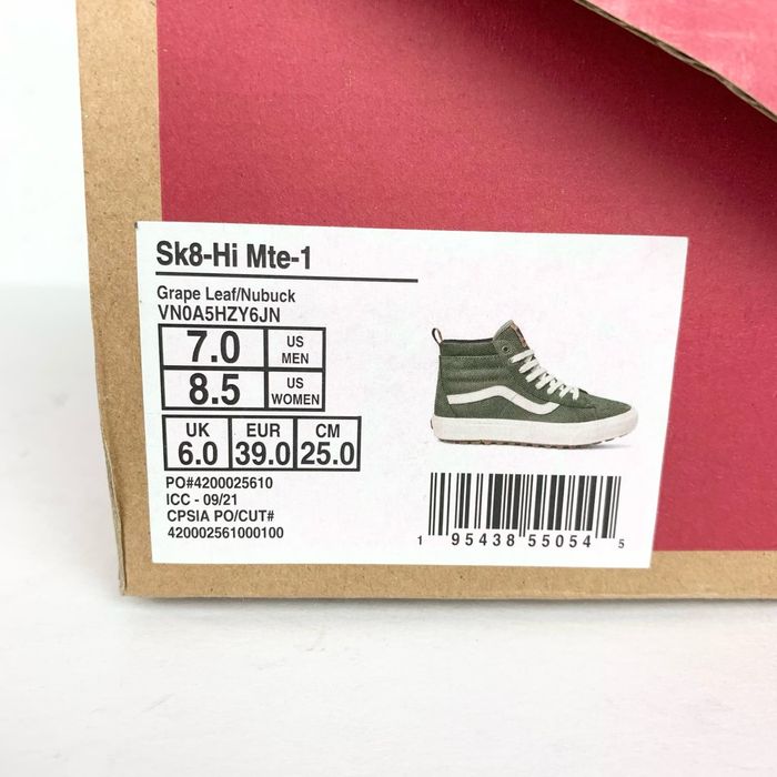 Vans Vans SK8-Hi MTE-1 Skate Sneaker Boots Suede Green White 8.5 | Grailed