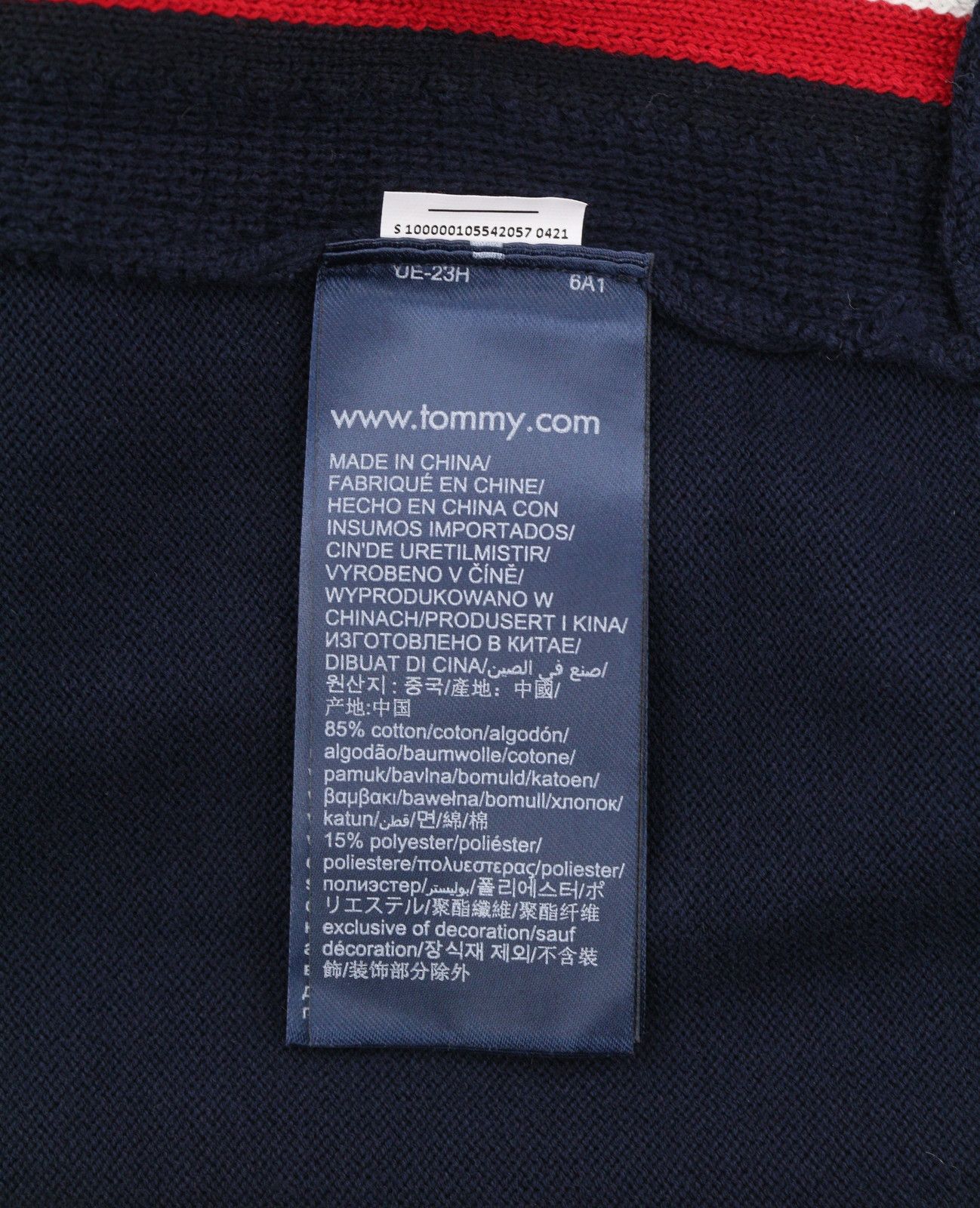 Tommy Hilfiger THFLEX GLOBAL STRIPE L Navy Hooded Knit Jumper 87389 Size US L / EU 52-54 / 3 - 7 Thumbnail