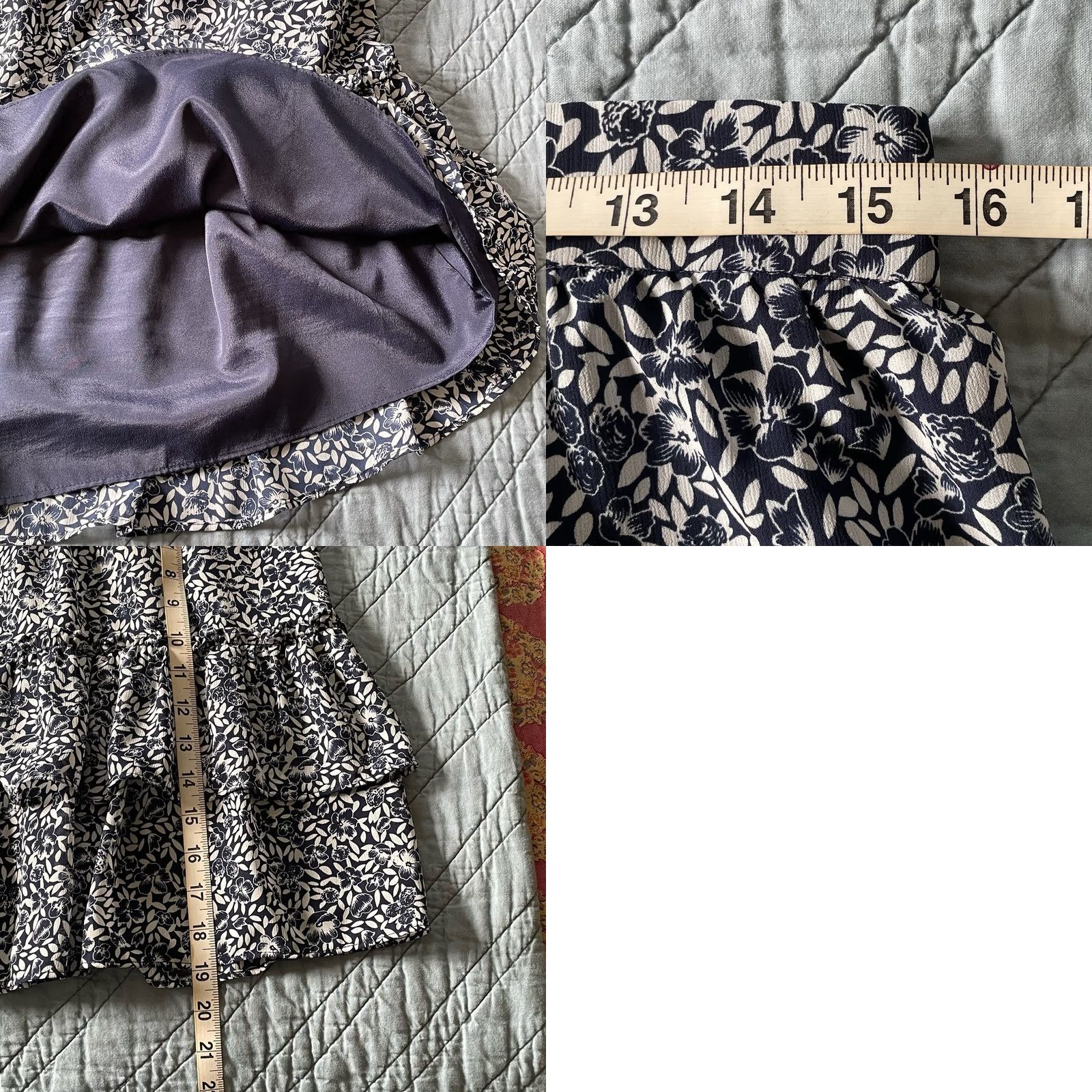 J.Crew J.CREW Women's M Navy Blue White Floral Preppy Ruffle Mini Skirt Skirt Womens M Navy Blue White Floral Preppy Ruffle Mini Skirt Size 32" / US 10 / IT 46 - 8 Thumbnail