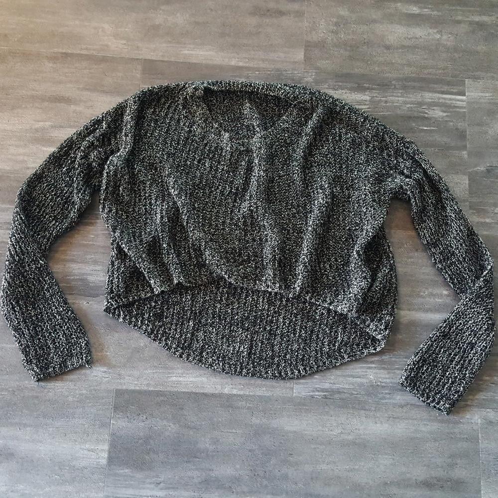Designer Grey Salt & Pepper Cropped Sweater Long Sleeve Size M / US 6-8 / IT 42-44 - 1 Thumbnail