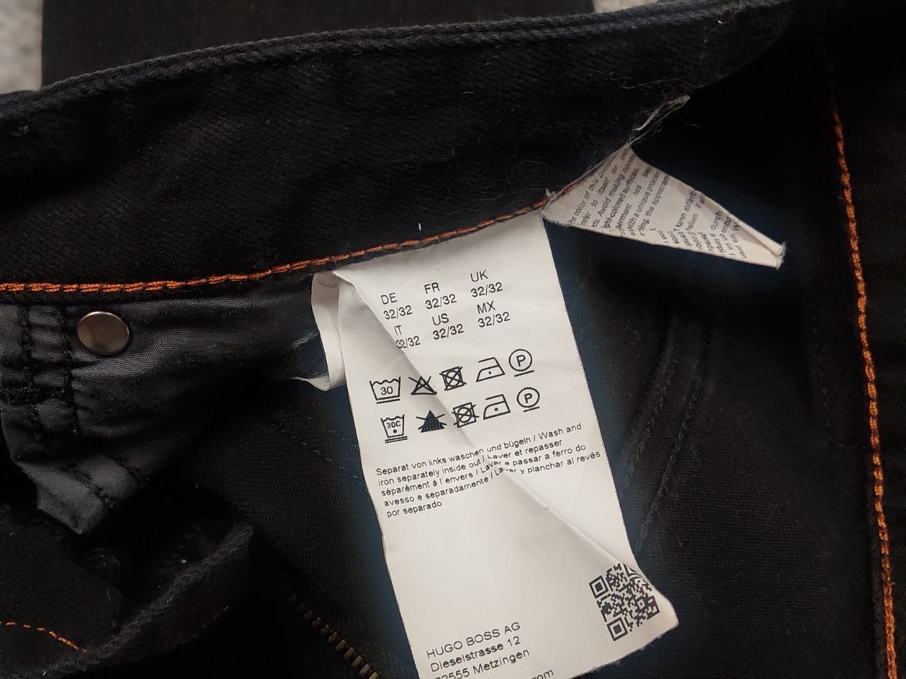 Hugo Boss Hugo Boss Orange 63 Noir Black Slim fit Tapered Denim Jeans Size US 32 / EU 48 - 9 Thumbnail