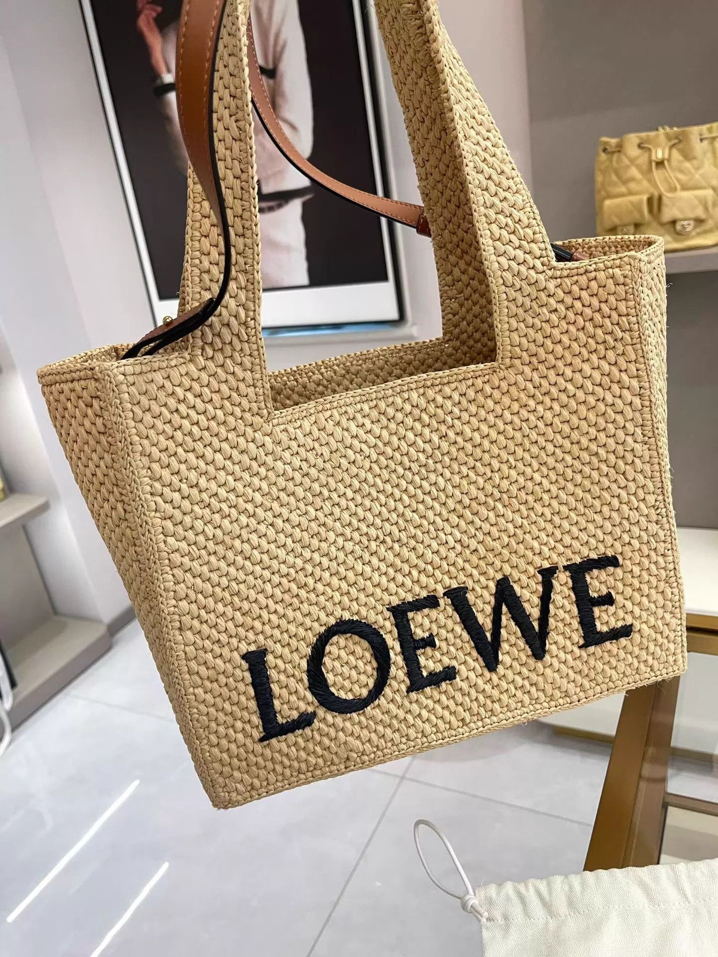 Loewe Loewe Font Raffia Handbag M848 29x14x25cm with Dust Bag Size ONE SIZE - 4 Thumbnail