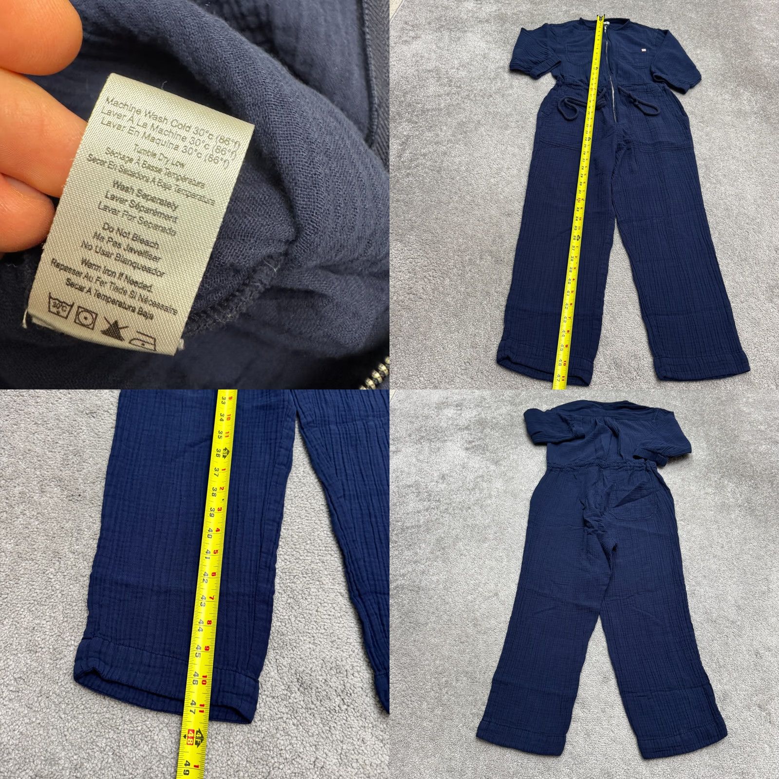 Sundry Sundry Cotton Gauze Zip Up Jumpsuit Womens 0 Navy Blue Drawstring Short Sleeve Jumpsuit Casual Women's Sundry Blue 0 XS? Size 25" / US 0 / IT 36 - 8 Thumbnail