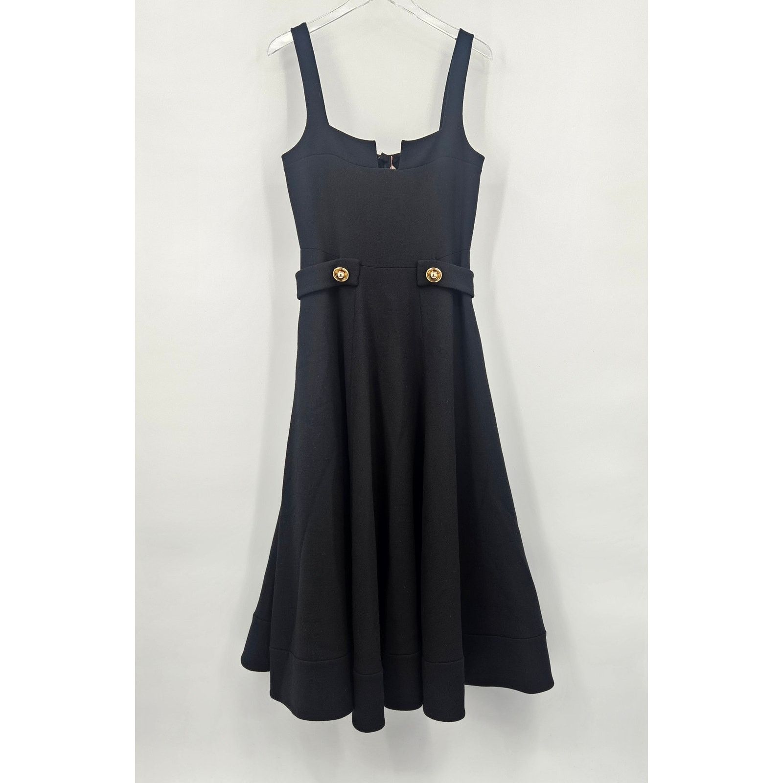 ALEXIS NWT Alexis Fiore Dress in Black Midi A-Line Wool Size Large Size L / US 10 / IT 46 - 8 Thumbnail
