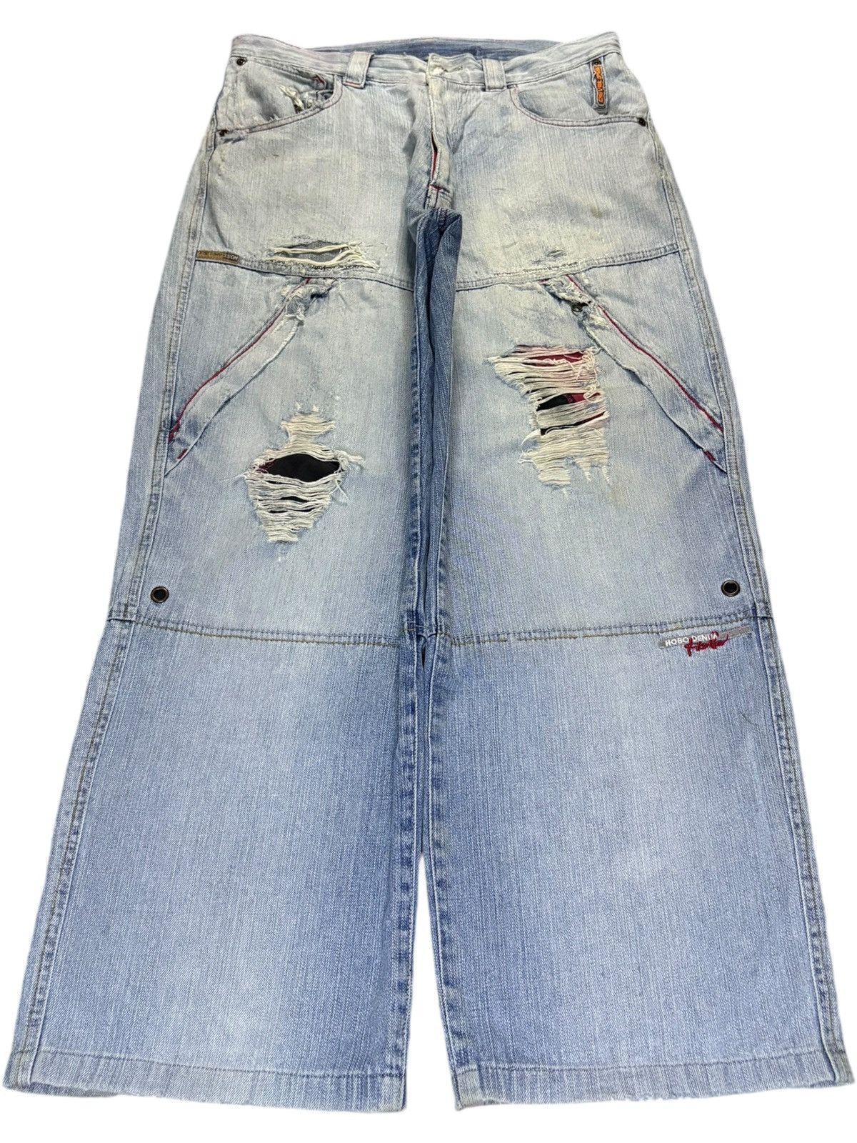 Hobo Vintage Hobo Embroidered Double Knee Baggy Cargo Jeans Size US 33 - 1 Thumbnail