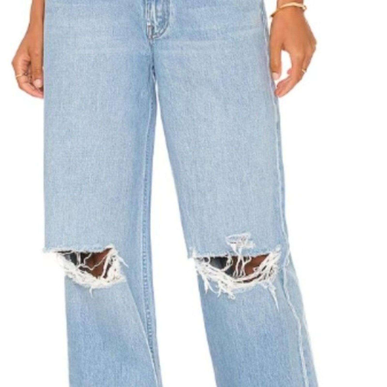 MOTHER Mother The Fun Dip Puddle Slice Distressed Jeans size 12 Size 33" - 6 Thumbnail